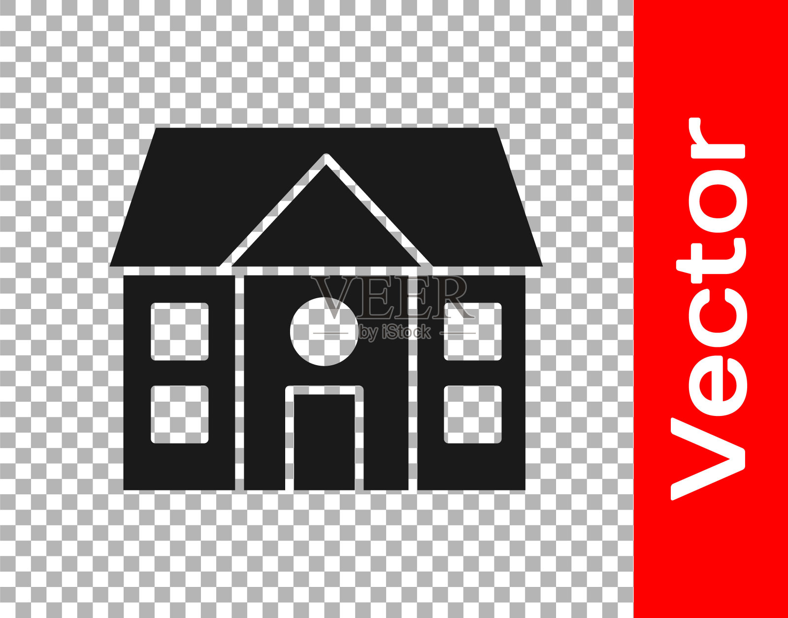 黑屋图标孤立的透明背景。家的象征。矢量图图标素材