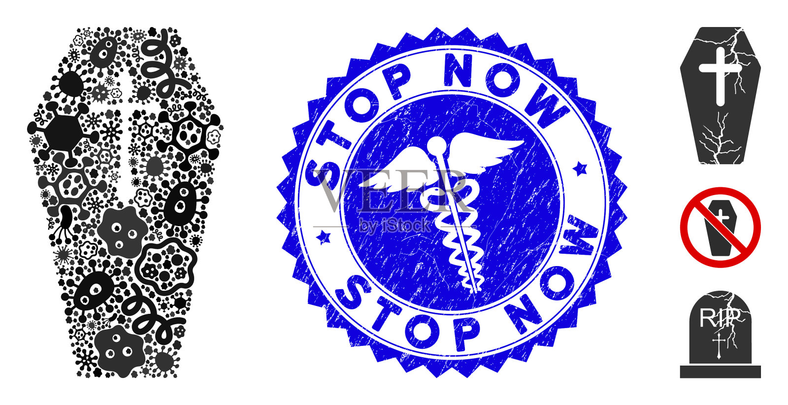 传染性马赛克基督教棺材图标插画图片素材