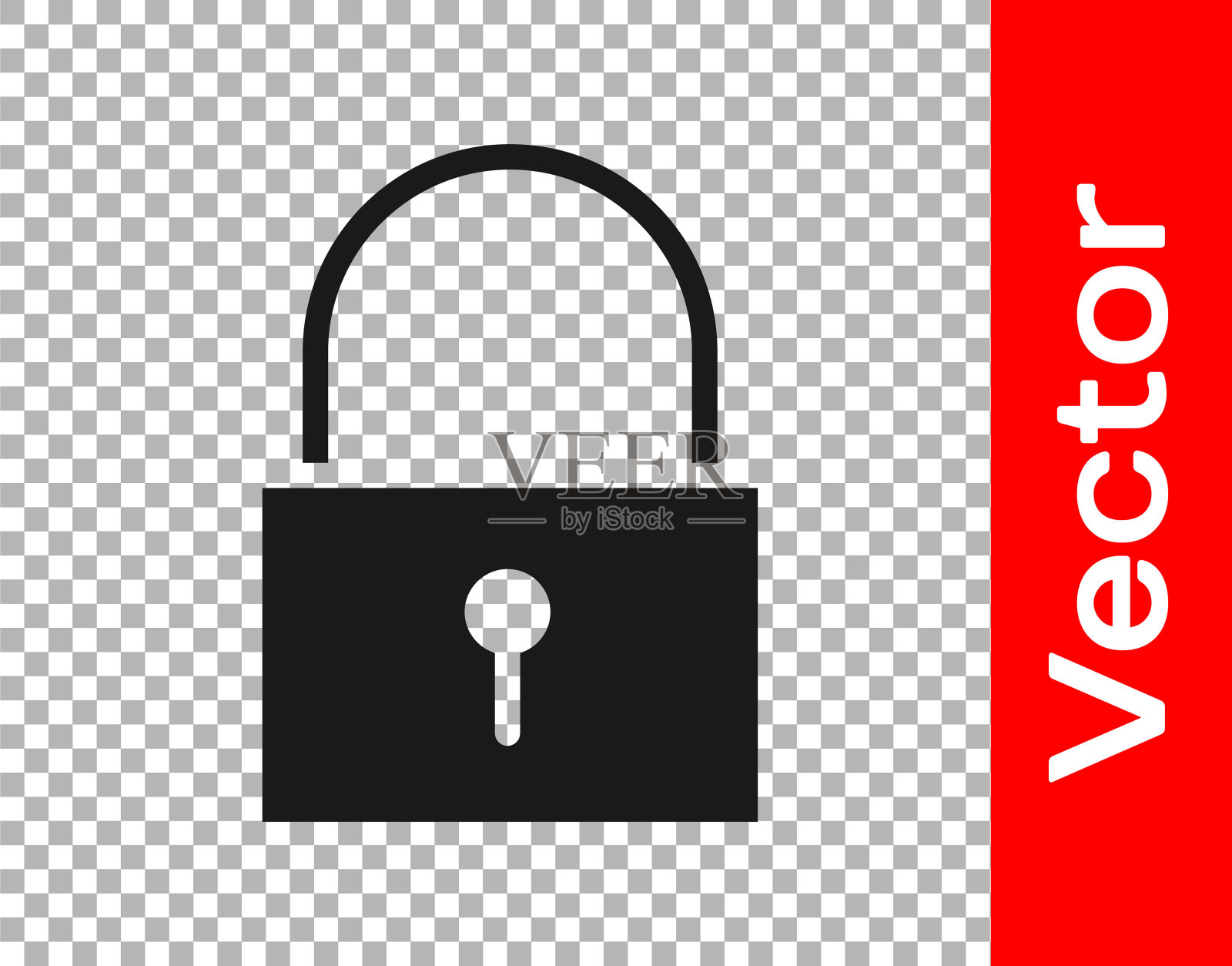 黑锁图标隔离在透明的背景。挂锁的迹象。安全、安全、保护、隐私的理念。矢量图插画图片素材