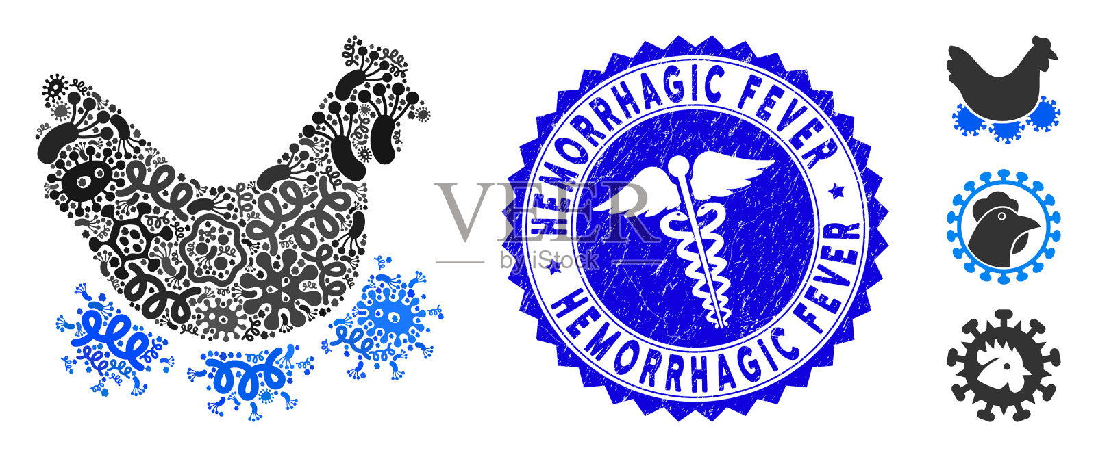 带有药物的马赛克鸡病毒图标插画图片素材