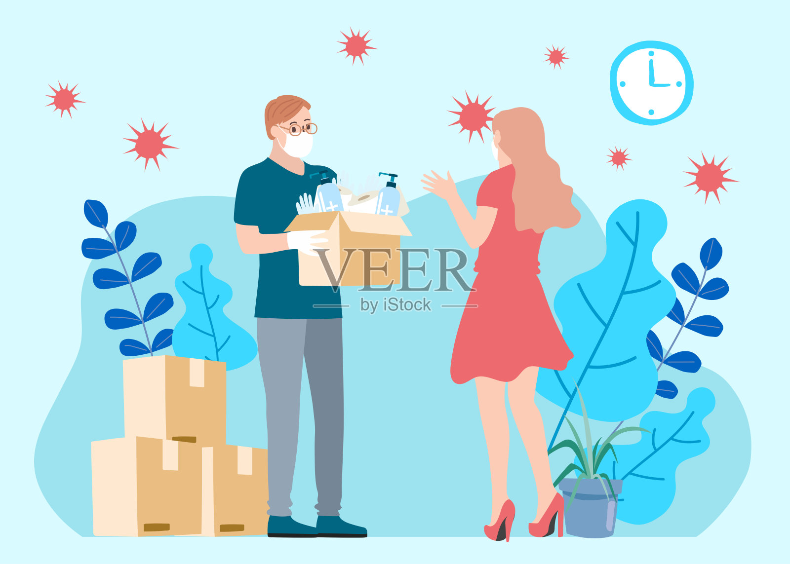 人道主义支持，慈善和捐赠的概念。给予并分享你的爱给别人。志愿服务向量插图。插画图片素材