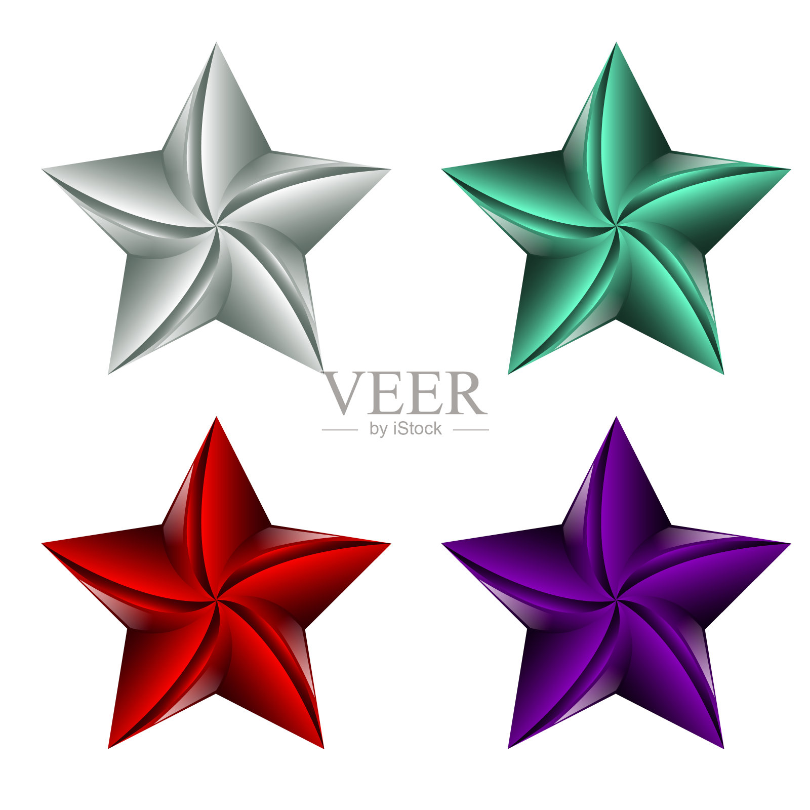 彩色明星图标集。矢量插图孤立在白色背景设计元素图片