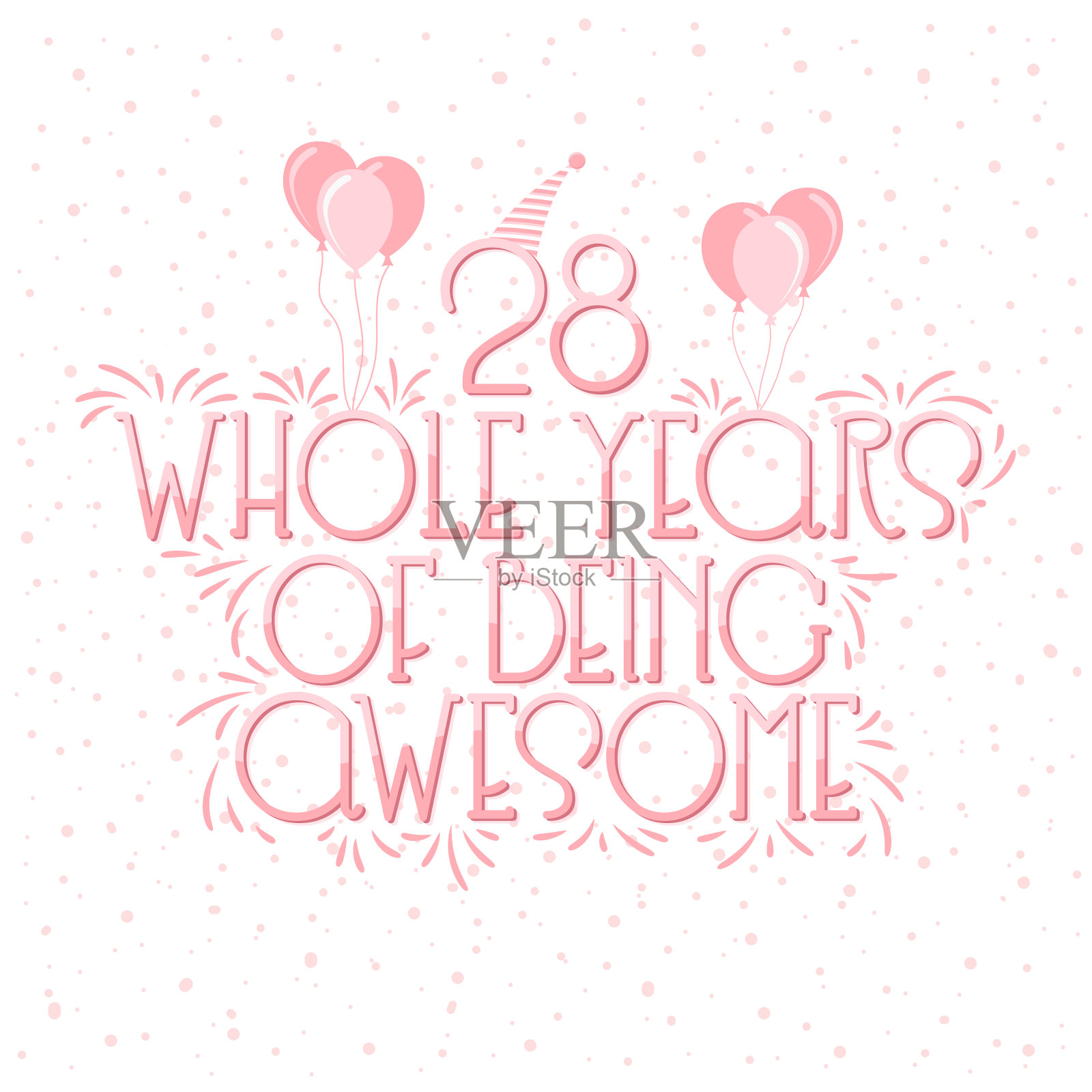 28岁生日和28周年庆典插画图片素材