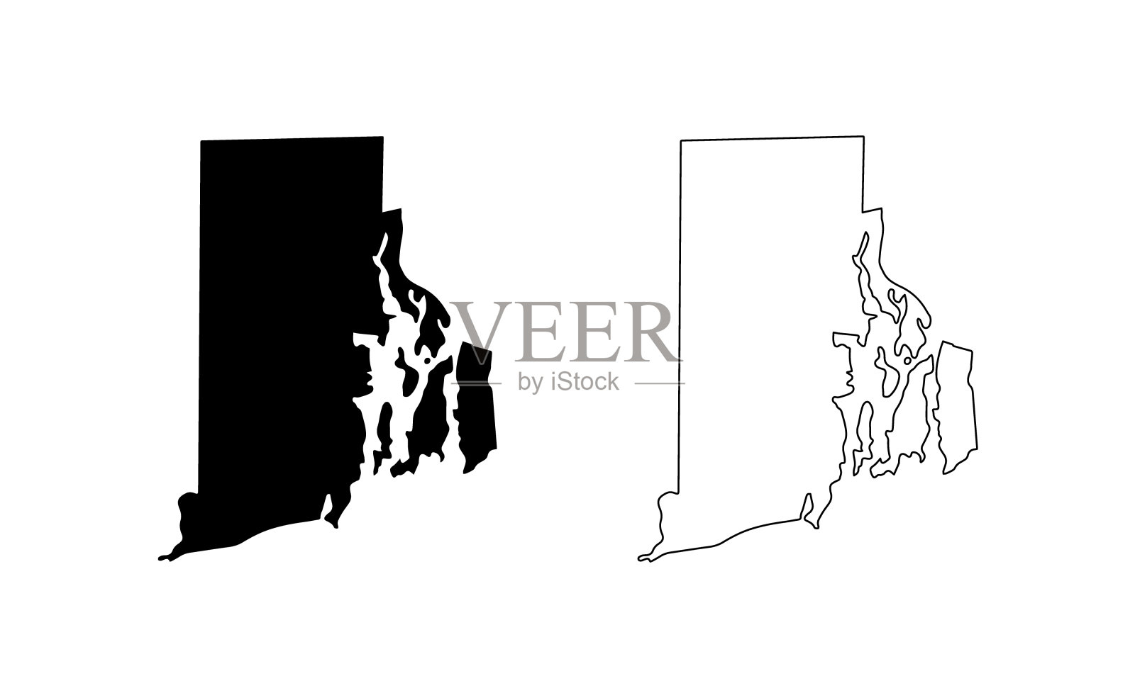 罗德岛州的轮廓，线条风格。美洲插图，美洲矢量轮廓孤立在白色背景上插画图片素材