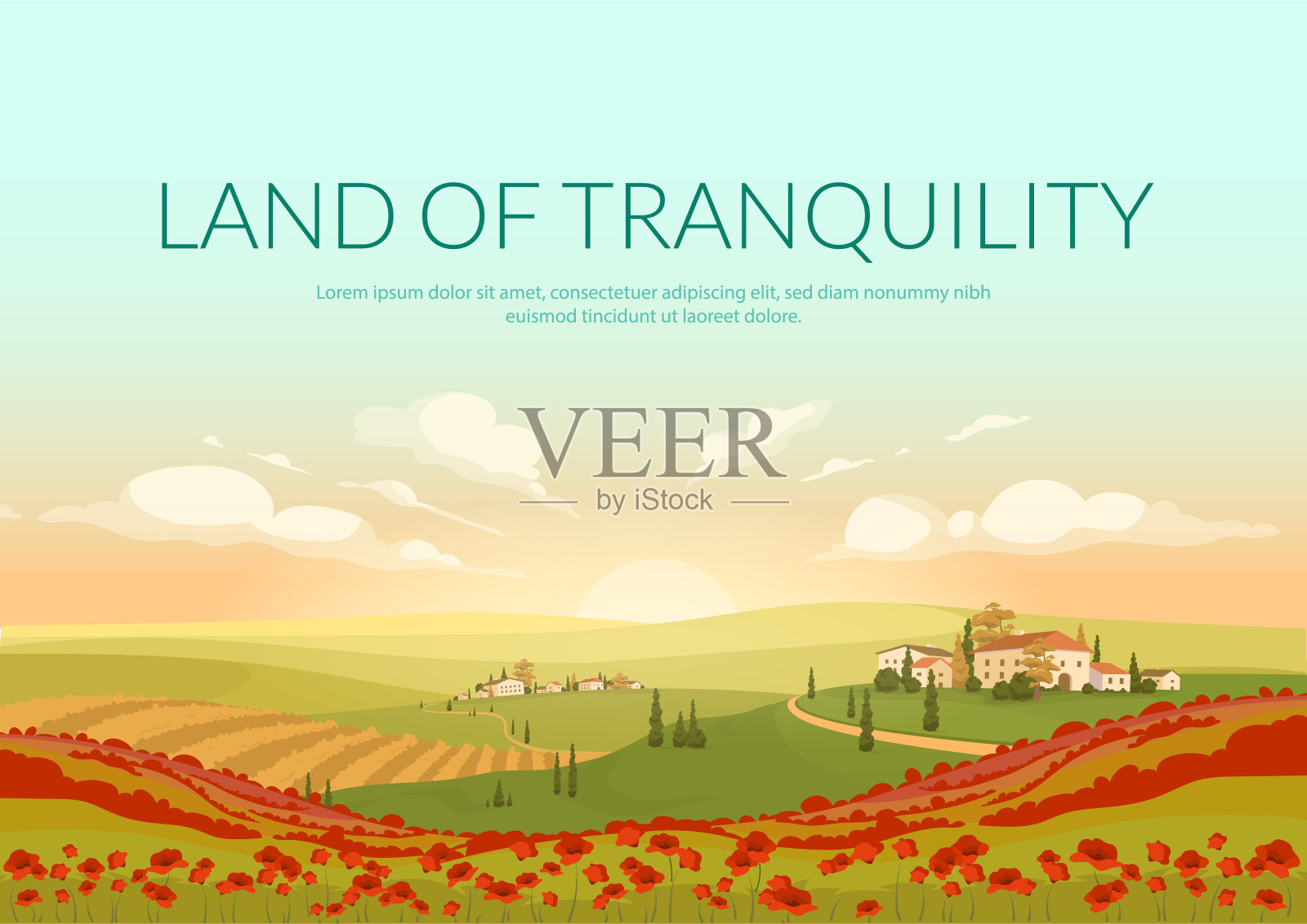 宁静之地海报平面矢量模板插画图片素材