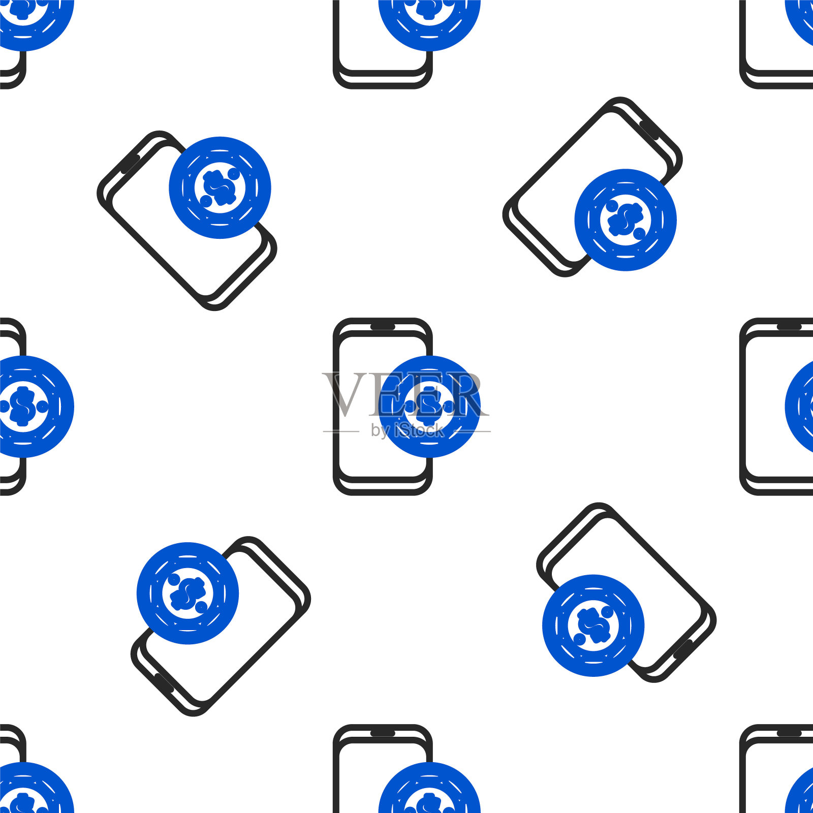 在线扑克桌游图标隔离无缝模式上的白色背景。在线赌场。色彩斑斓的轮廓的概念。向量插画图片素材