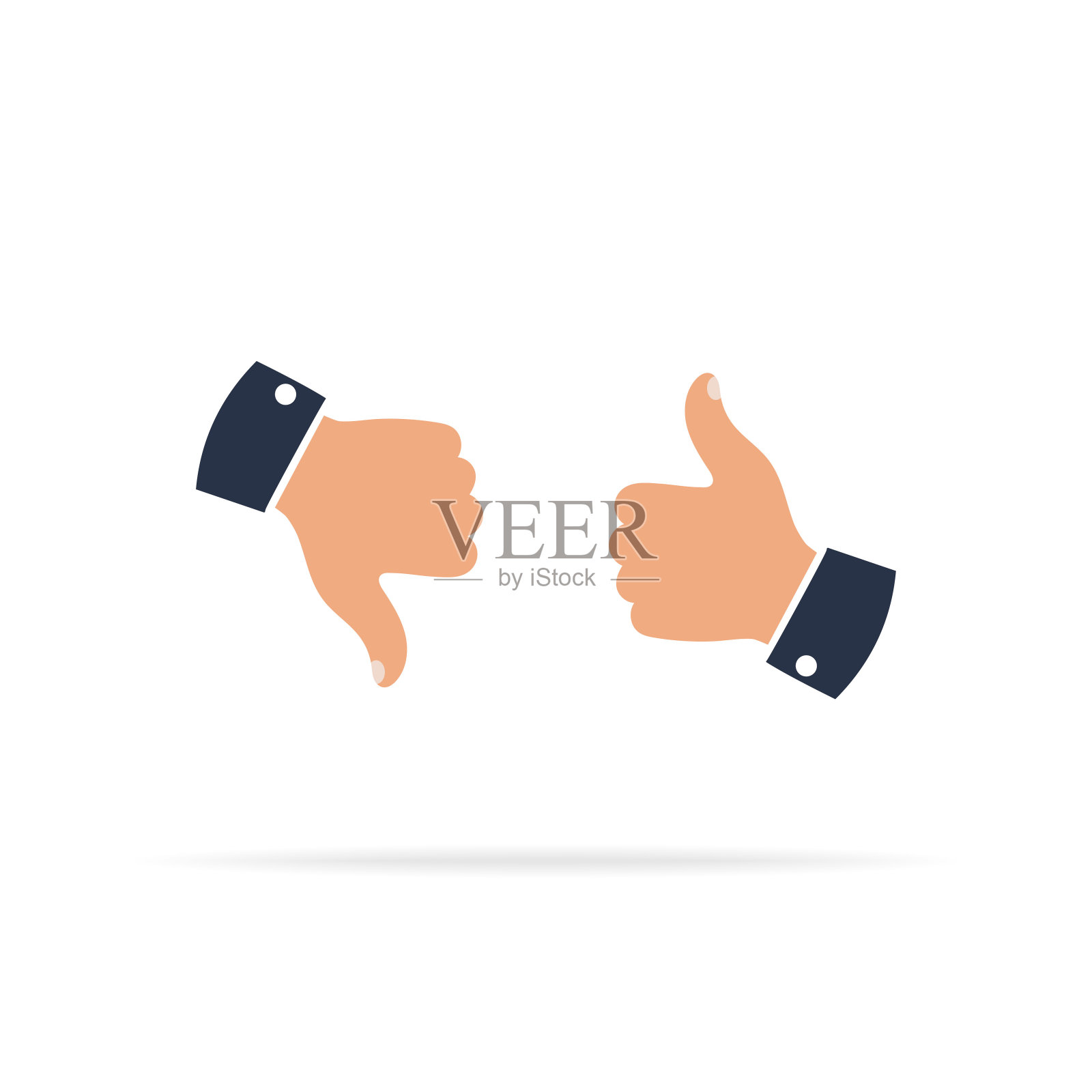 我也不喜欢这些图标。大拇指向上和向下。矢量插图eps 10插画图片素材