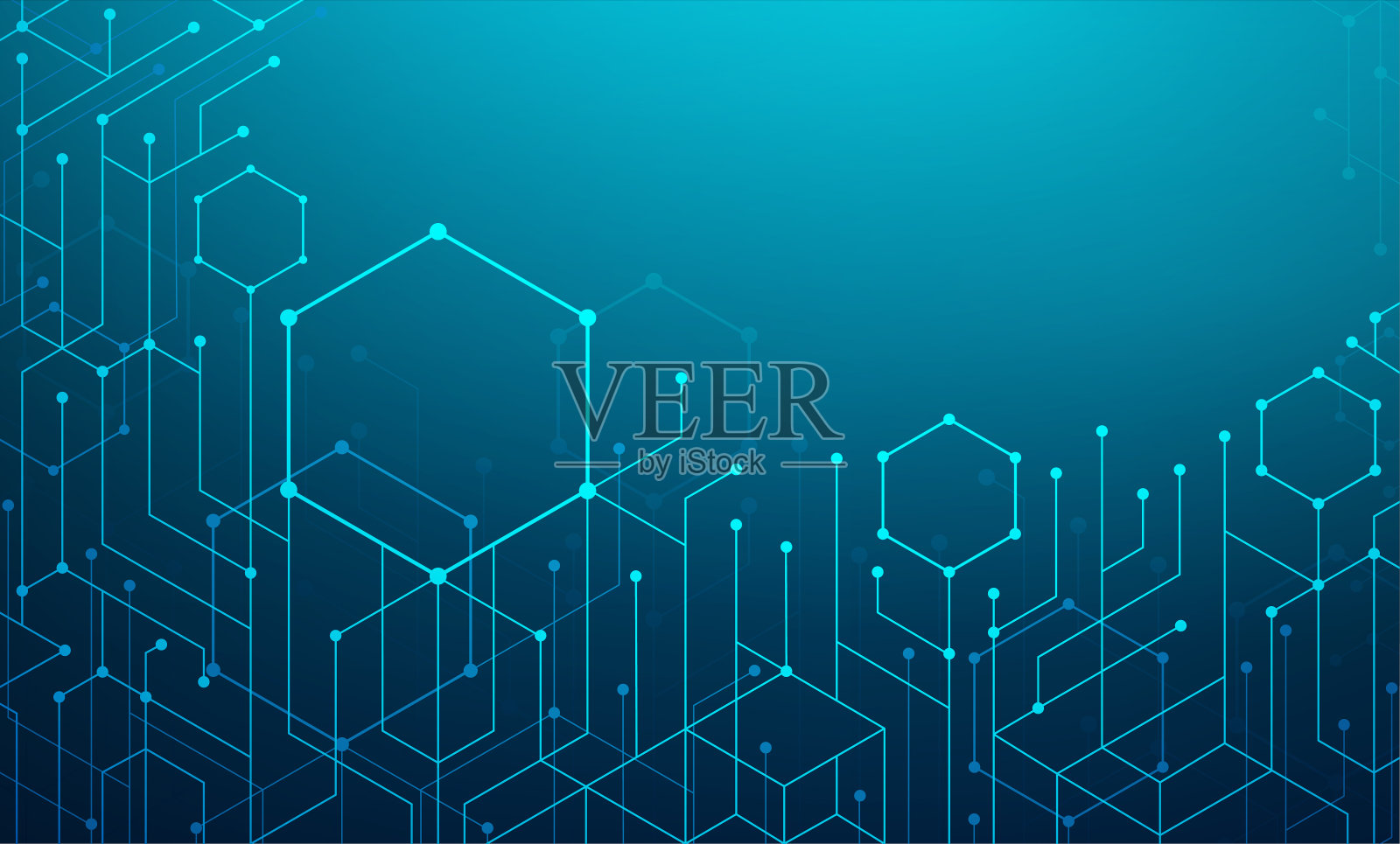 科学技术的几何联系与连通的点和线。数字大数据、数据流的可视化与传输。插画图片素材