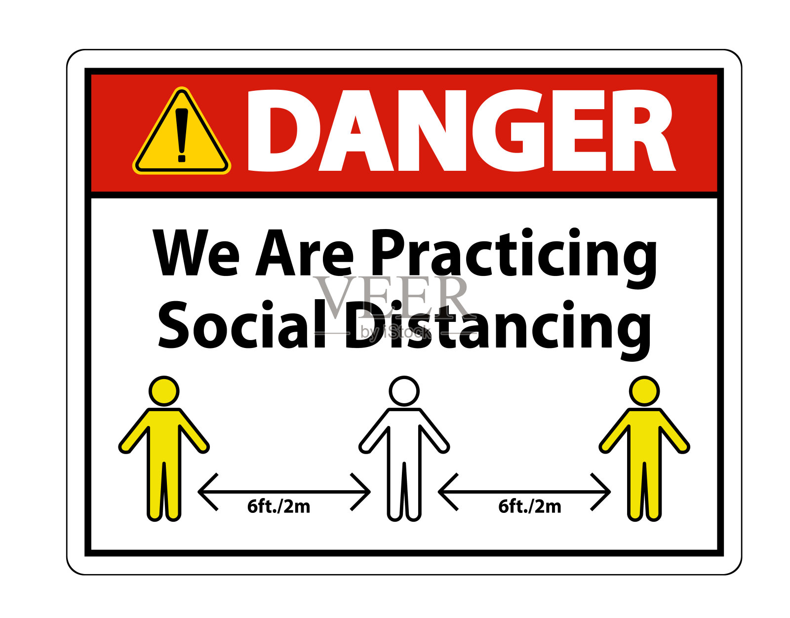 Danger We Are practice Social distance Sign Isolate On White Background,Vector插图EPS.10插画图片素材