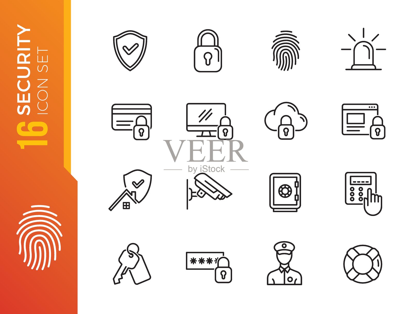 轮廓网页图标集，矢量，细线图标集合插画图片素材