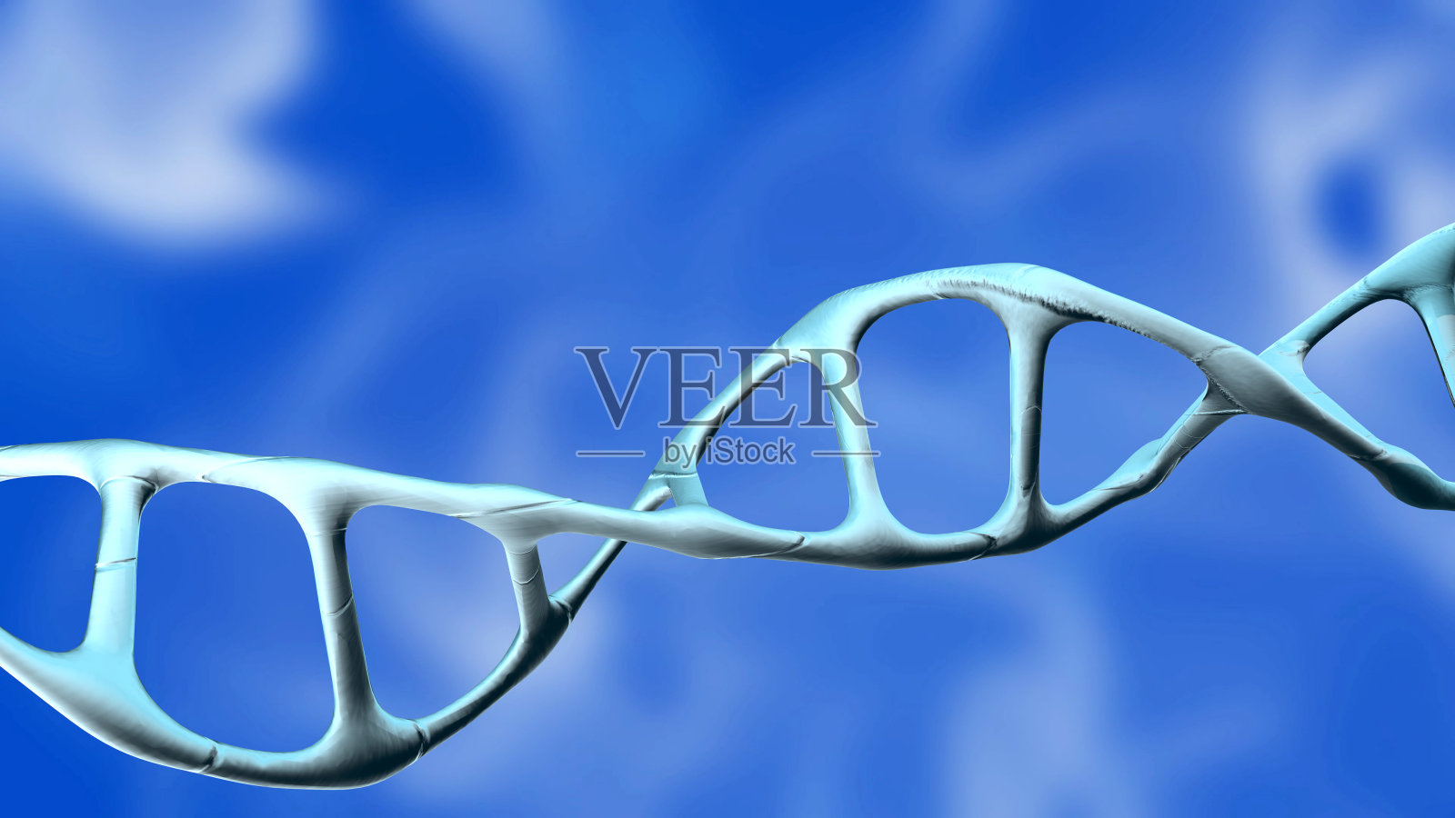 DNA分子在黑色的3D渲染。照片摄影图片