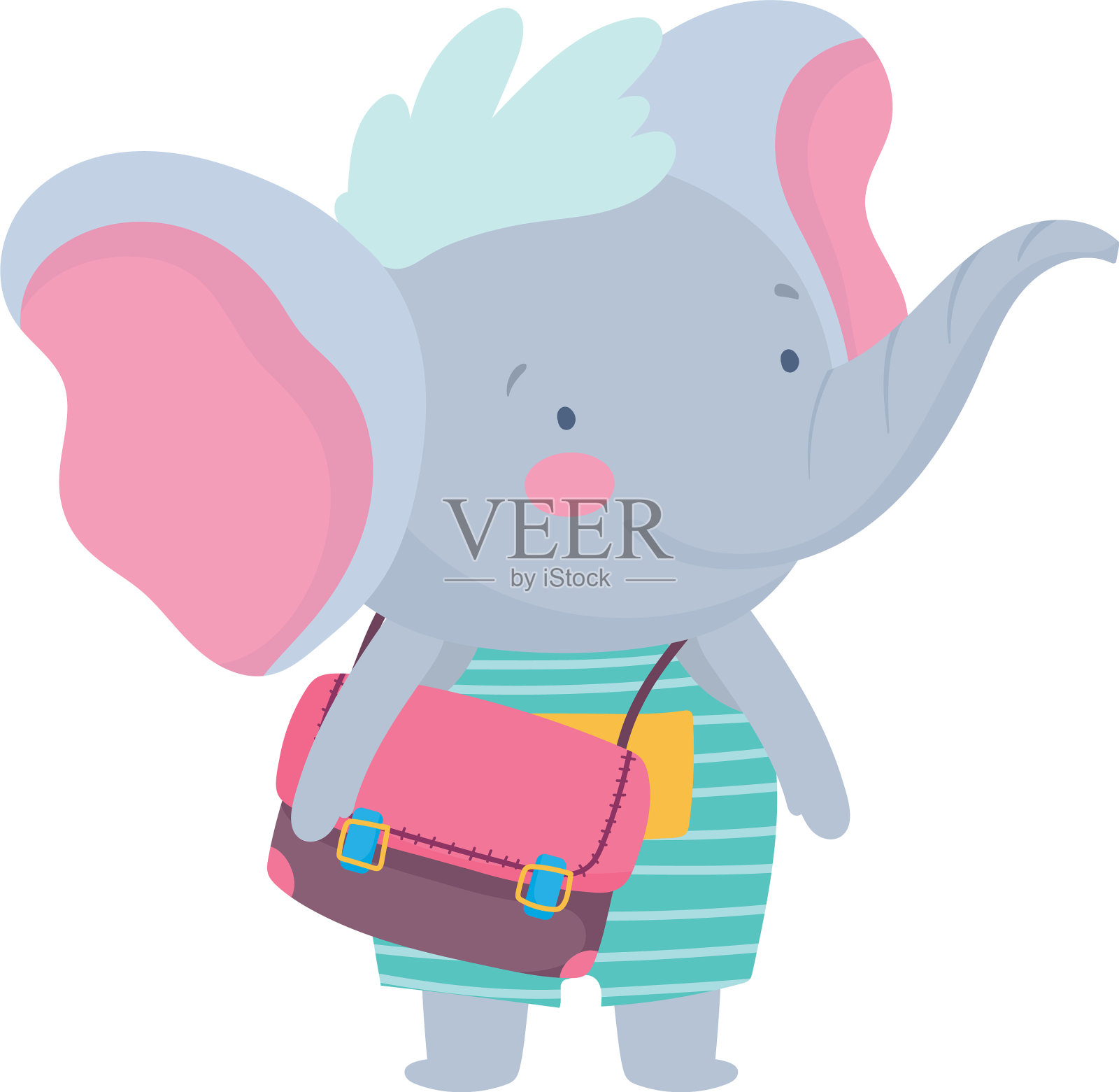 回到学校教育可爱的小象设计元素图片