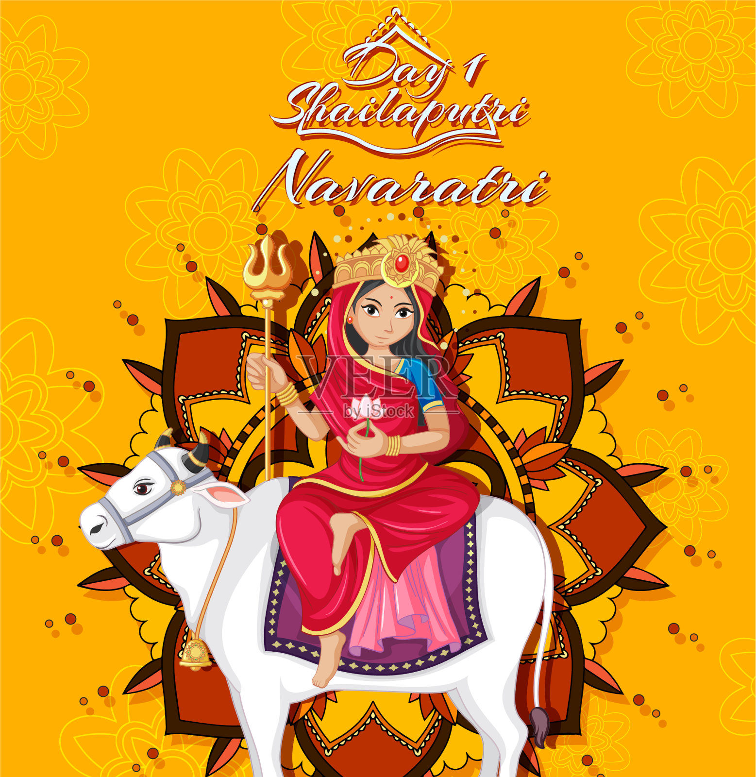 纳瓦拉特里海报设计与女神插画图片素材