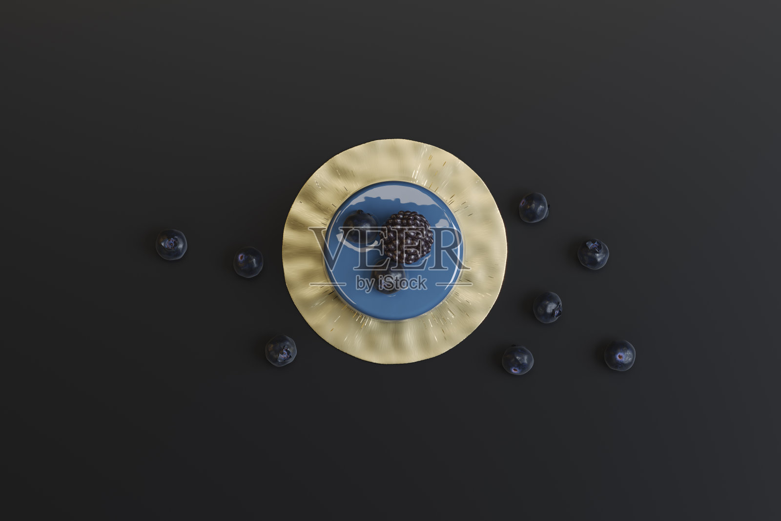 蓝莓松饼，黑背景黑莓照片摄影图片