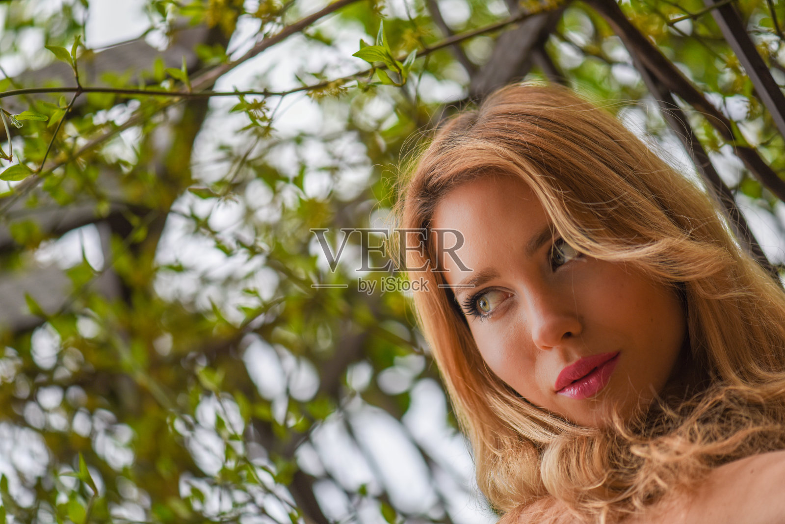 年轻的金发模特的肖像照片摄影图片