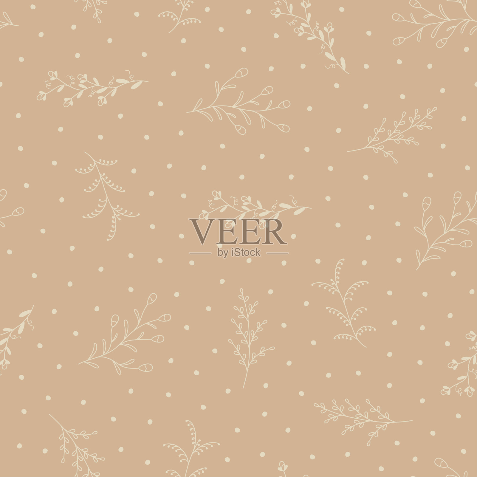 无缝模式与手绘花，矢量插图插画图片素材