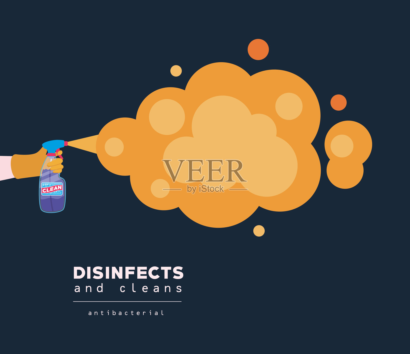 抗菌喷雾清洁瓶和烟矢量设计插画图片素材