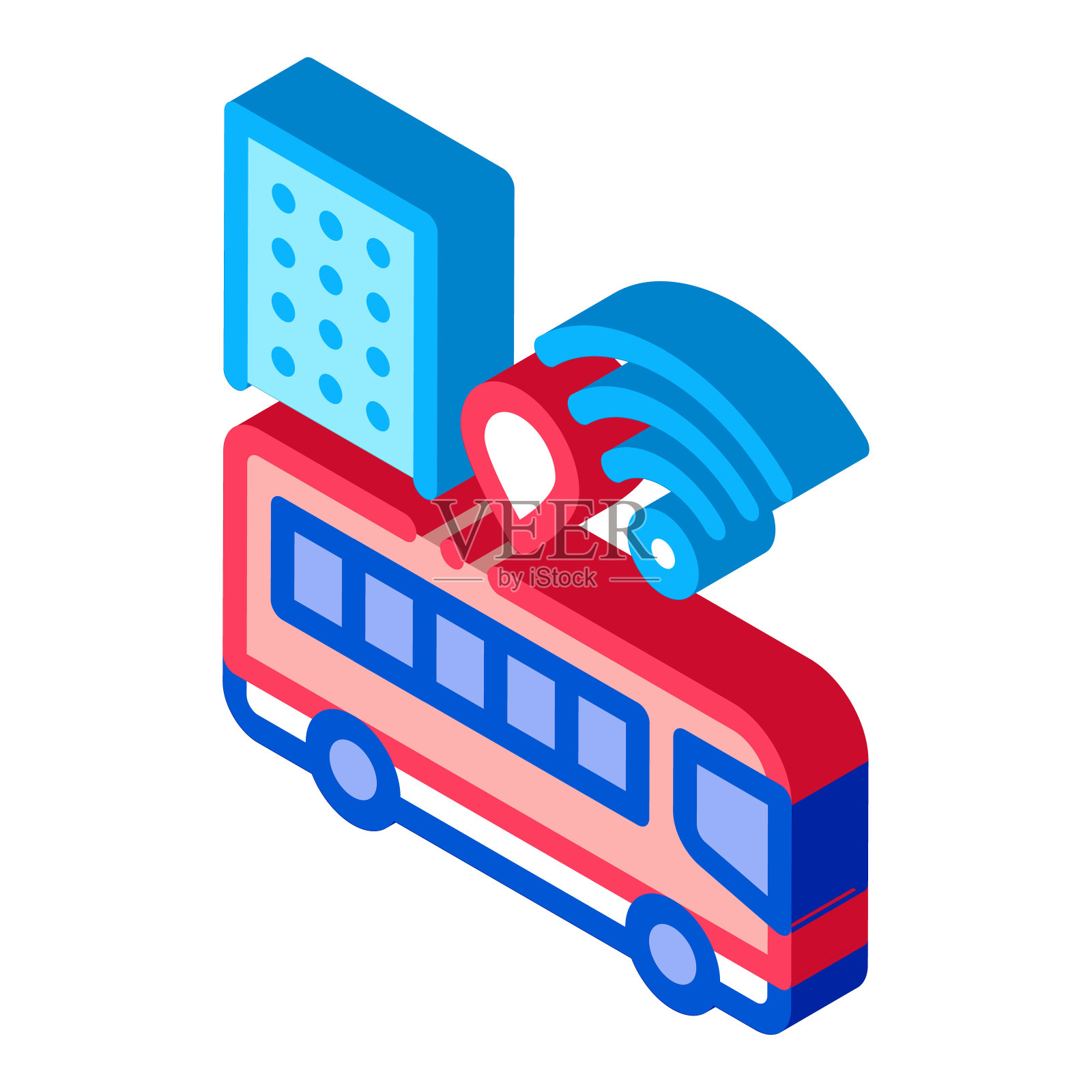 公交Wi-Fi信号等距图标矢量插图插画图片素材