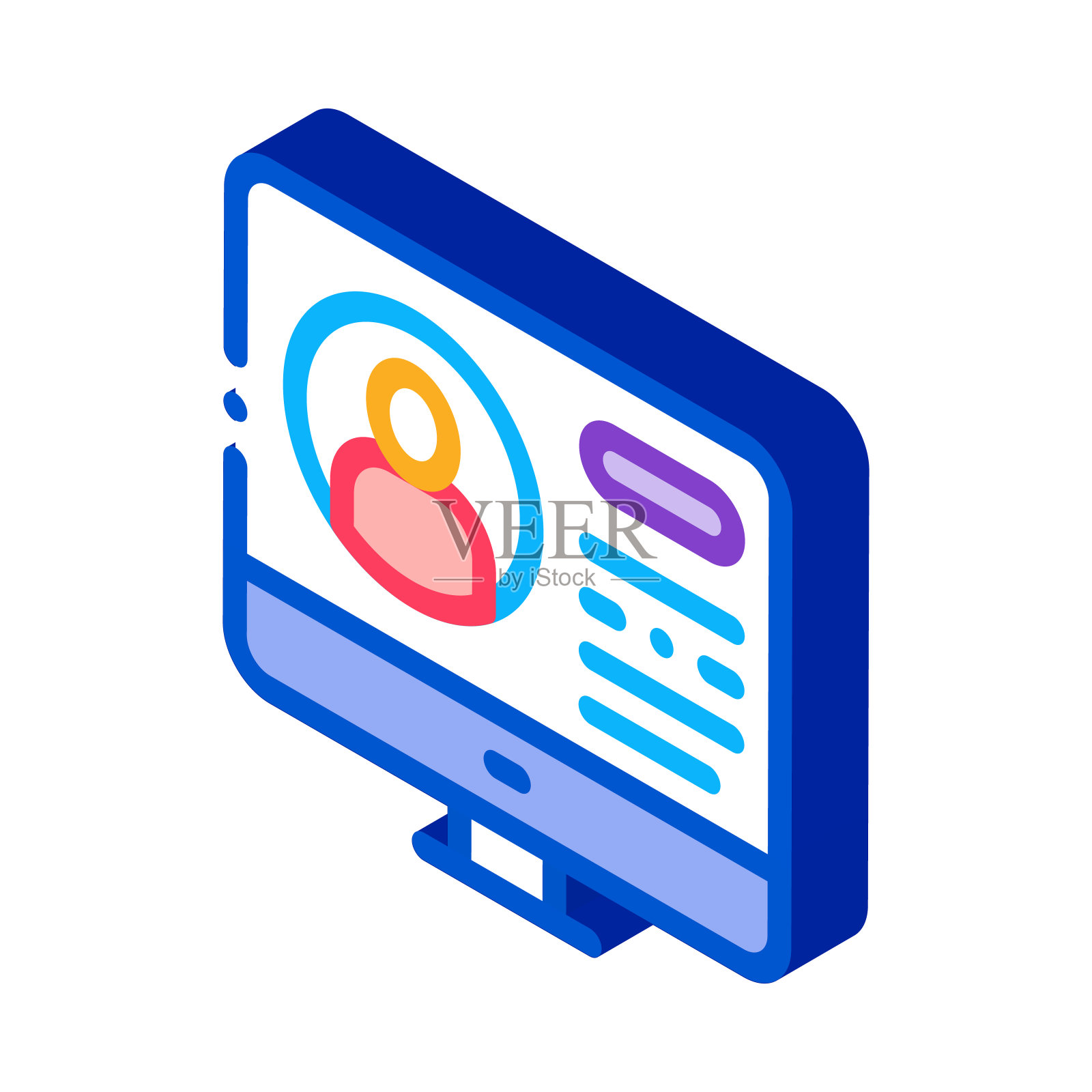 个人电脑信息关于人等距图标矢量插图插画图片素材