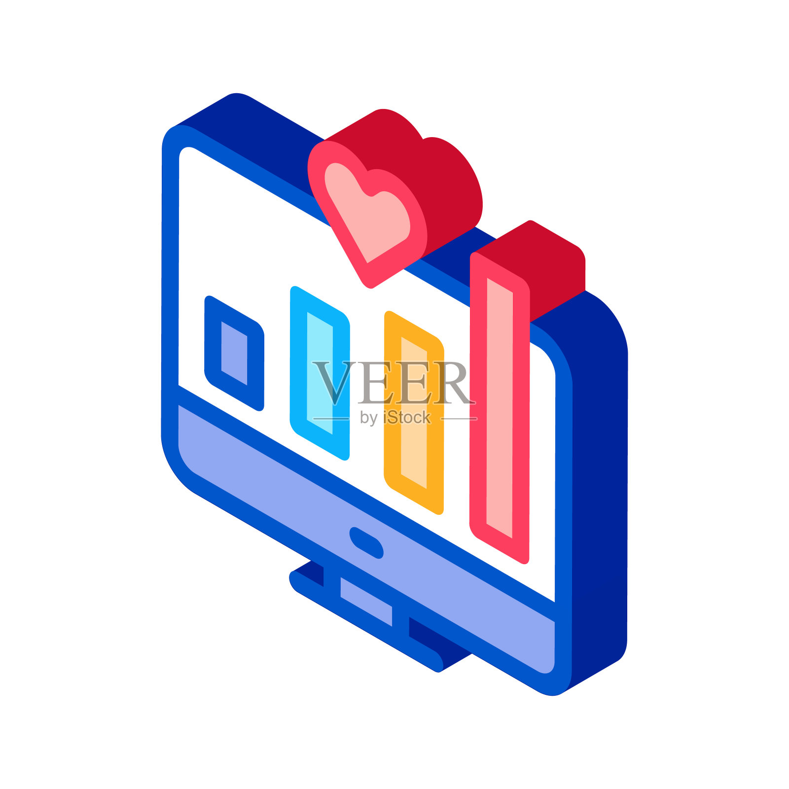 图表增长指标等距图标矢量插图插画图片素材