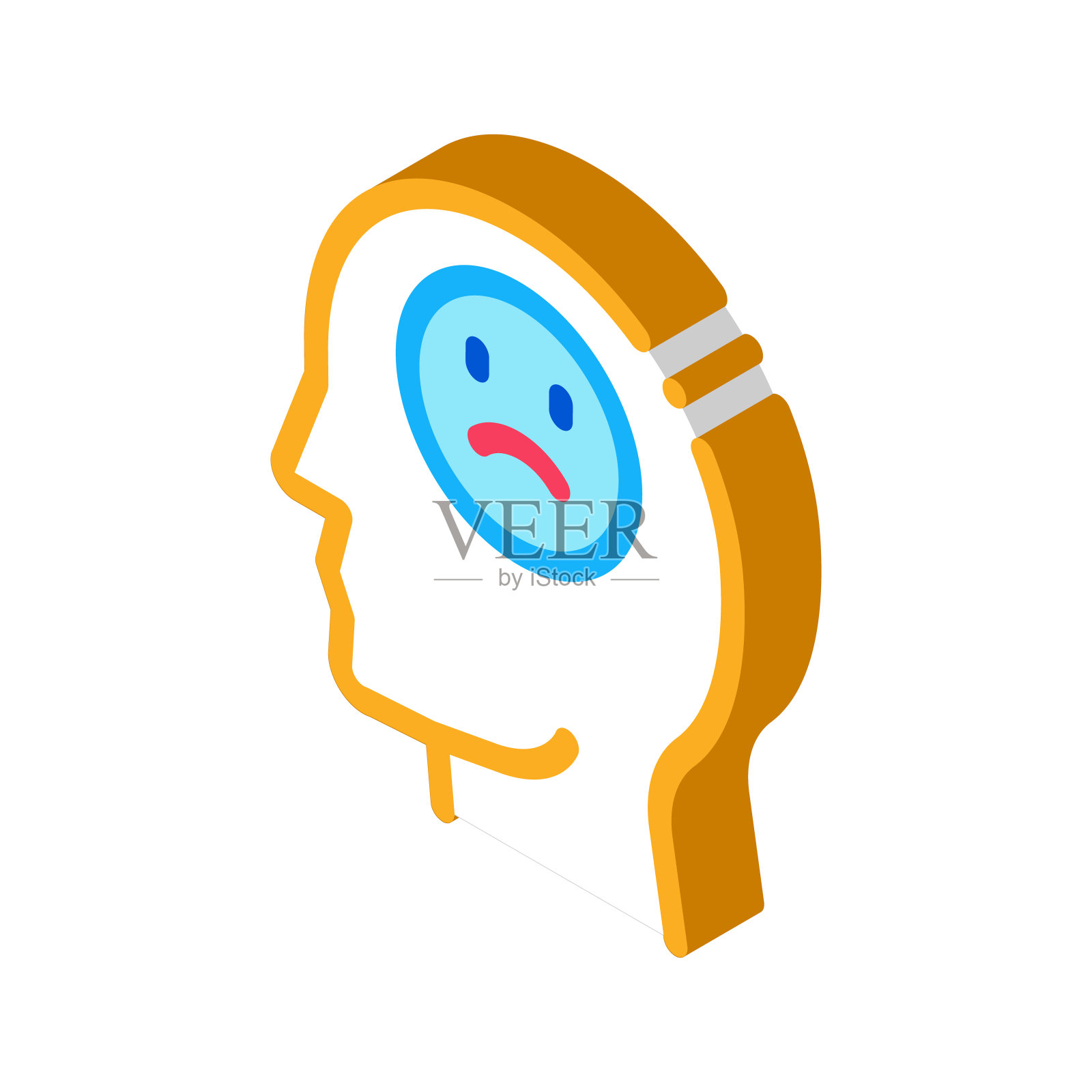 悲观的人等距图标矢量插图插画图片素材