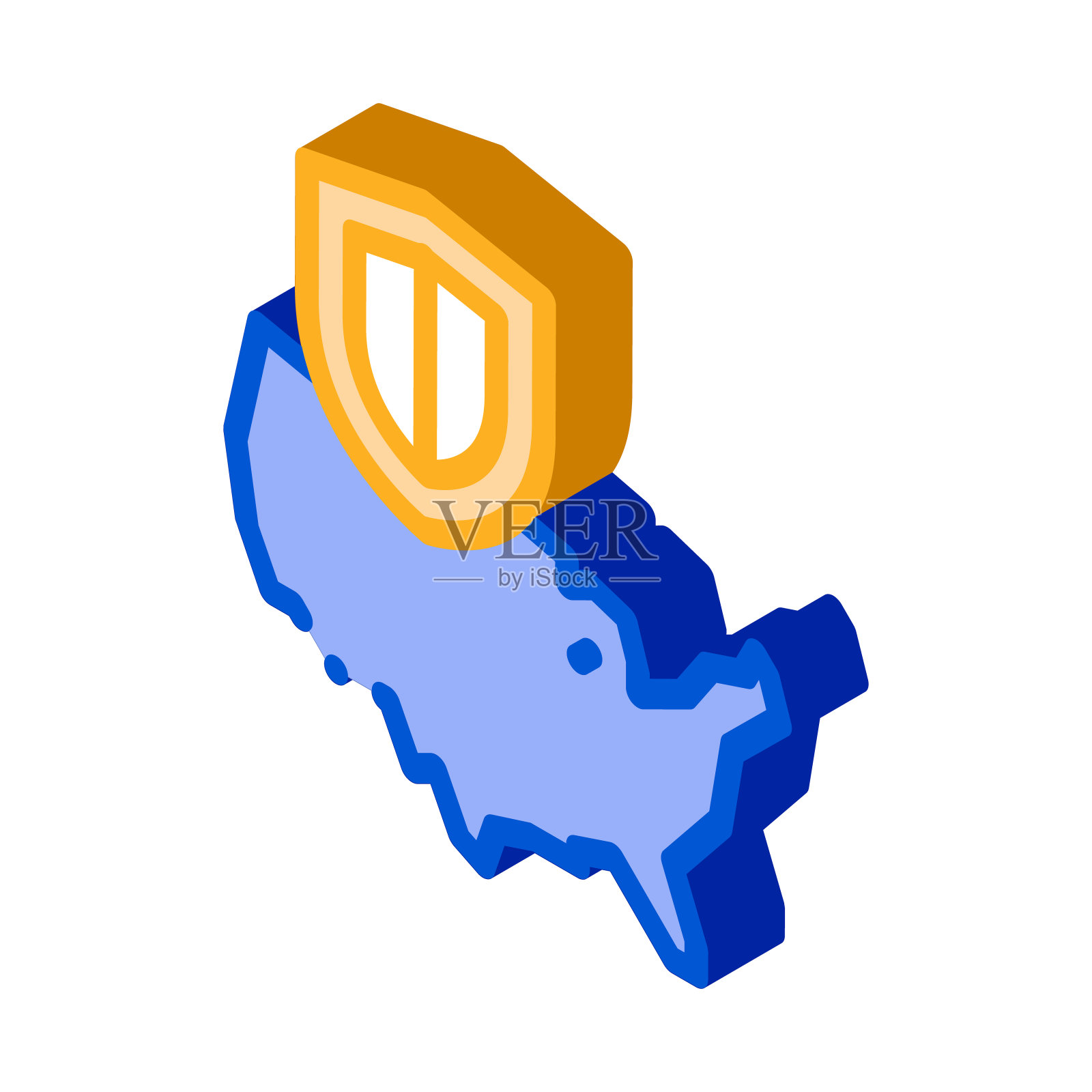 美国地图上等距图标矢量插图插画图片素材