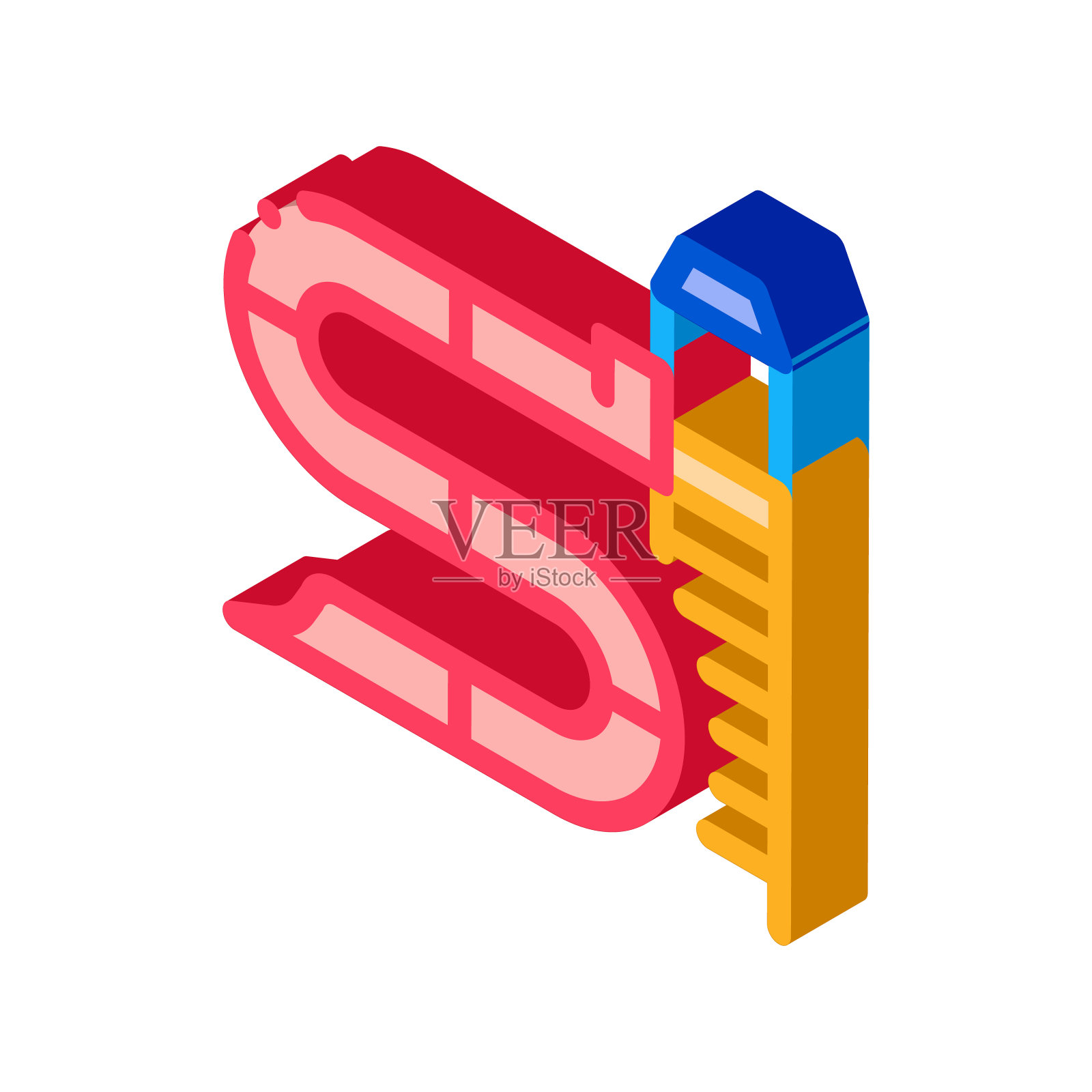 之字形水滑梯等角图标矢量插图插画图片素材