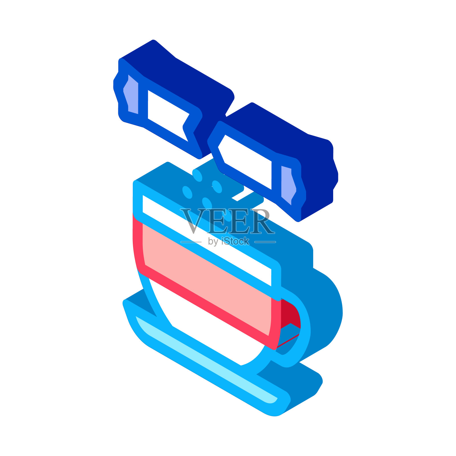 在茶杯中撒糖等距图标矢量插图插画图片素材