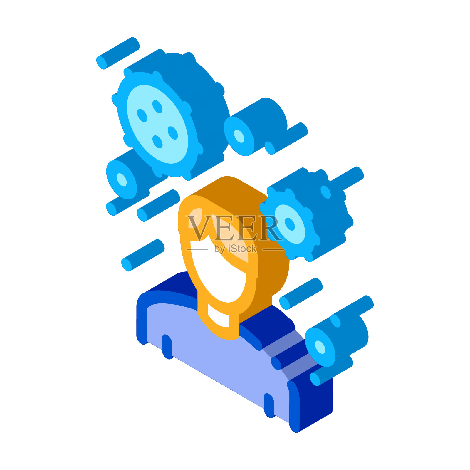 男性病毒载体等距图标矢量插图插画图片素材