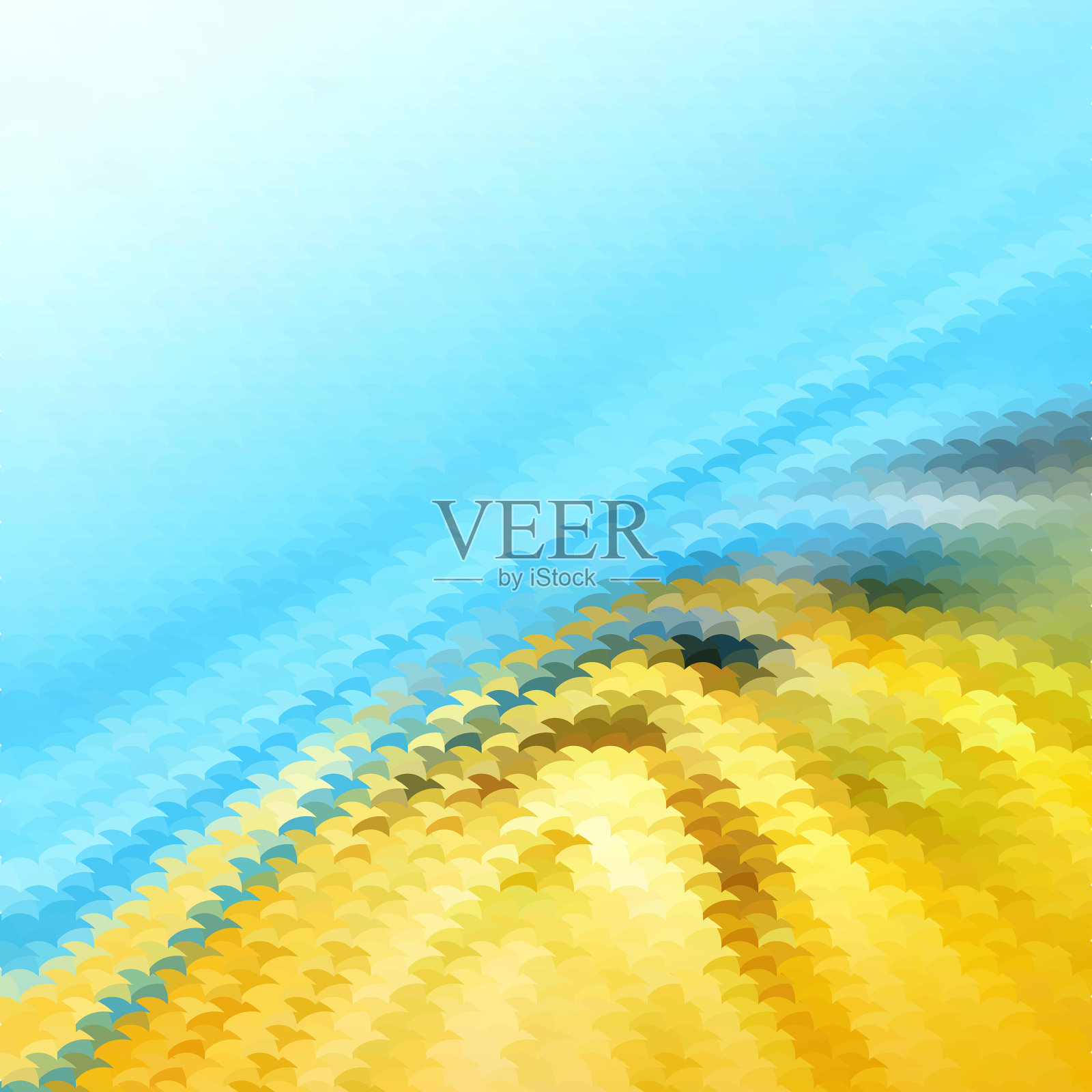 蓝色和黄色渐变抽象马赛克插画图片素材