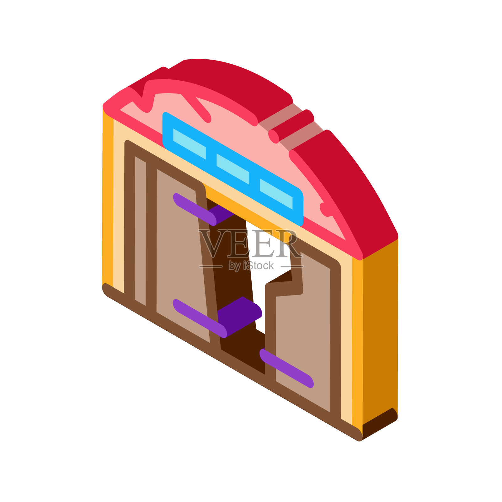 毁坏车库等距图标矢量插图插画图片素材