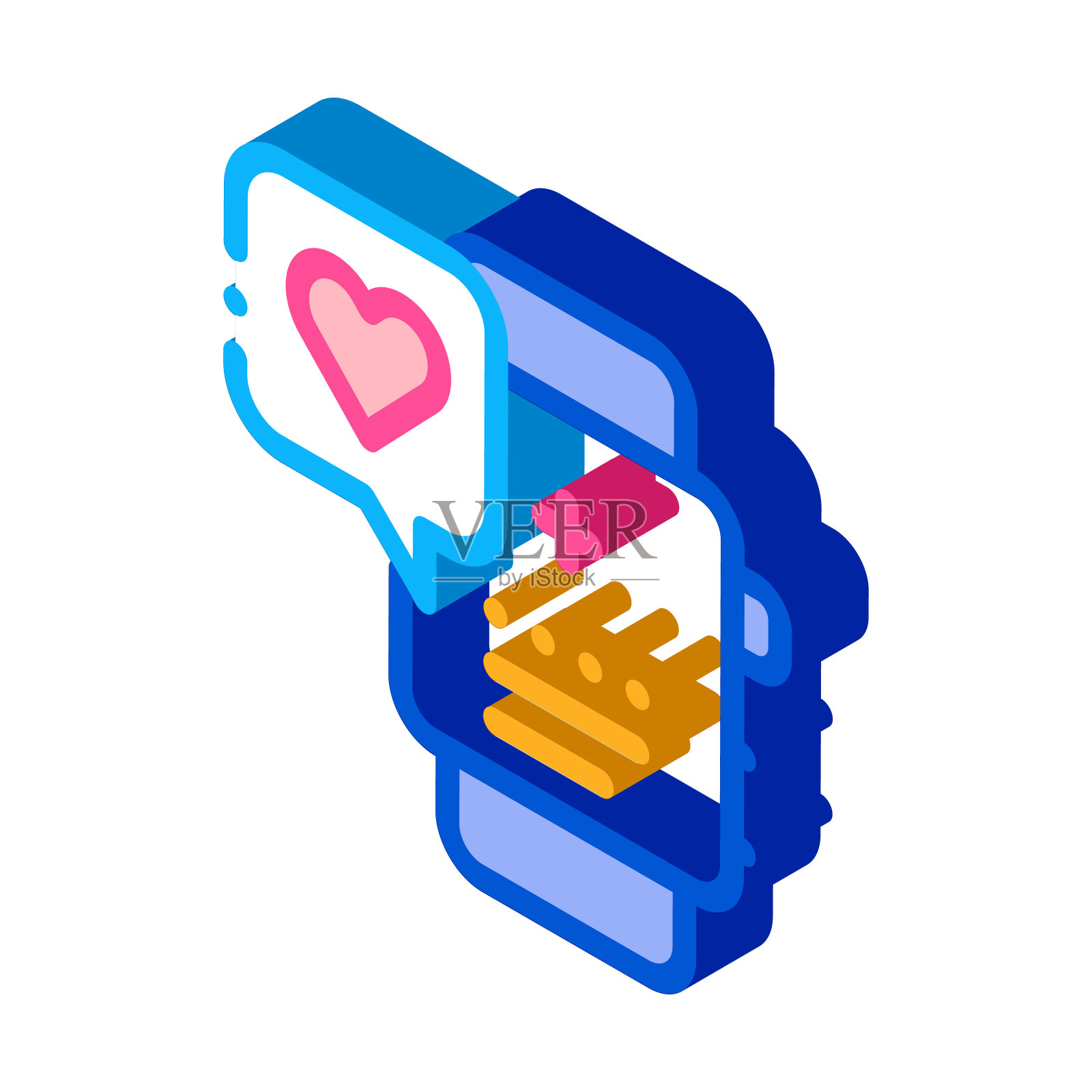 腕表指示心图标矢量插图的工作插画图片素材