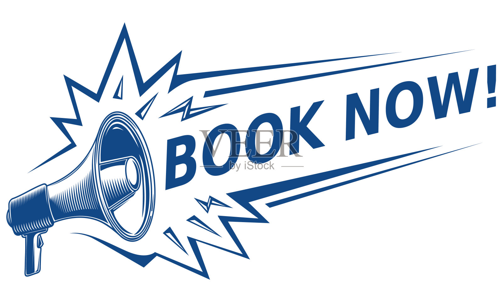 现在就预定-带扩音器的广告标志插画图片素材