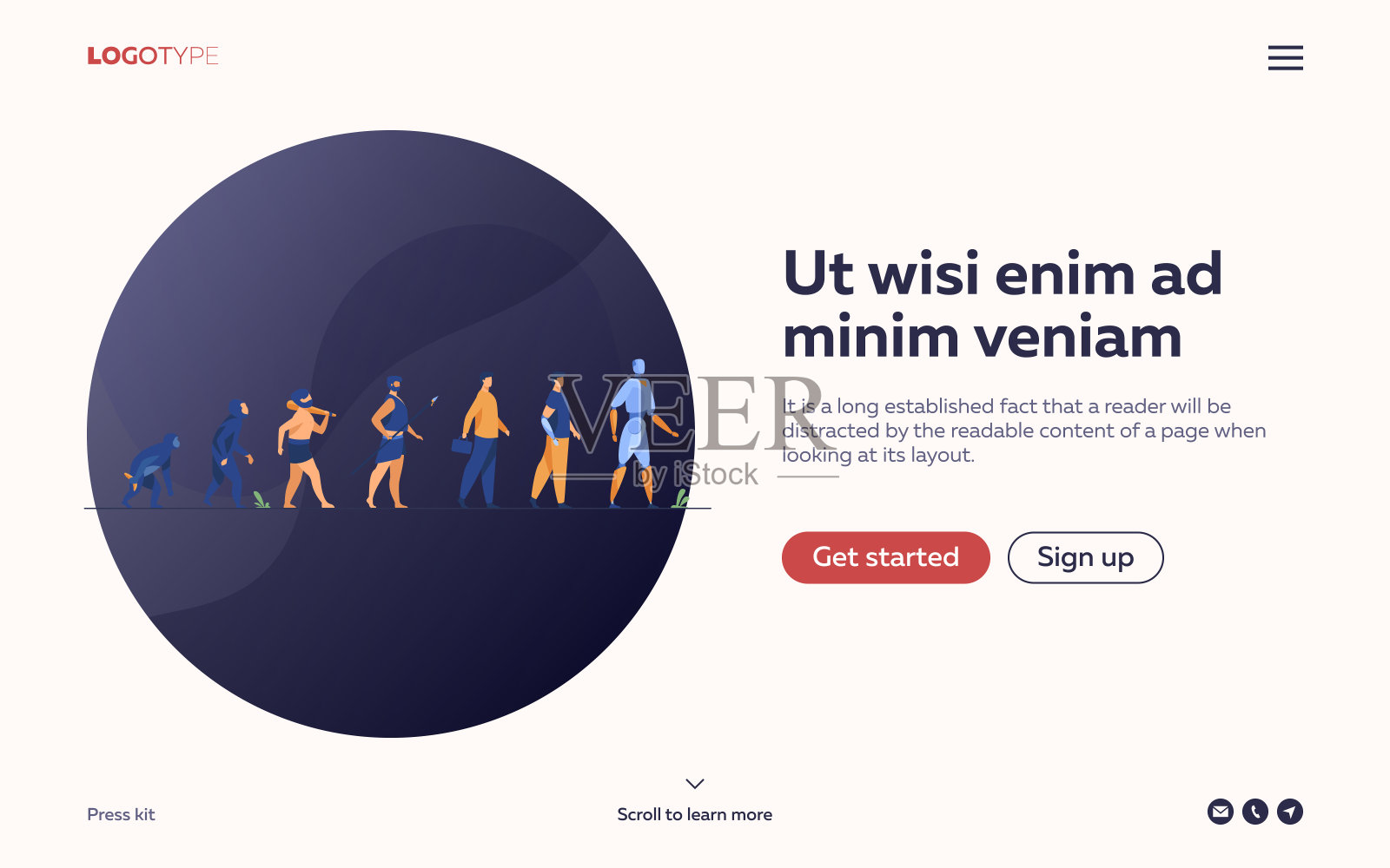 人类从猴子进化到半机械人插画图片素材