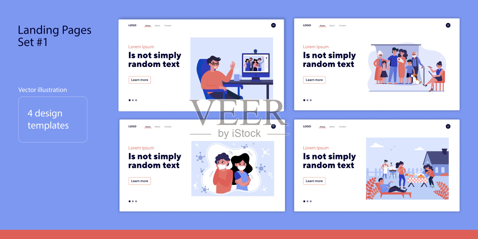 人们在冠状病毒爆发期间设置插画图片素材