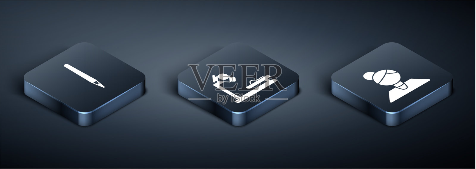 设置等距笔老师和显微镜图标图标素材