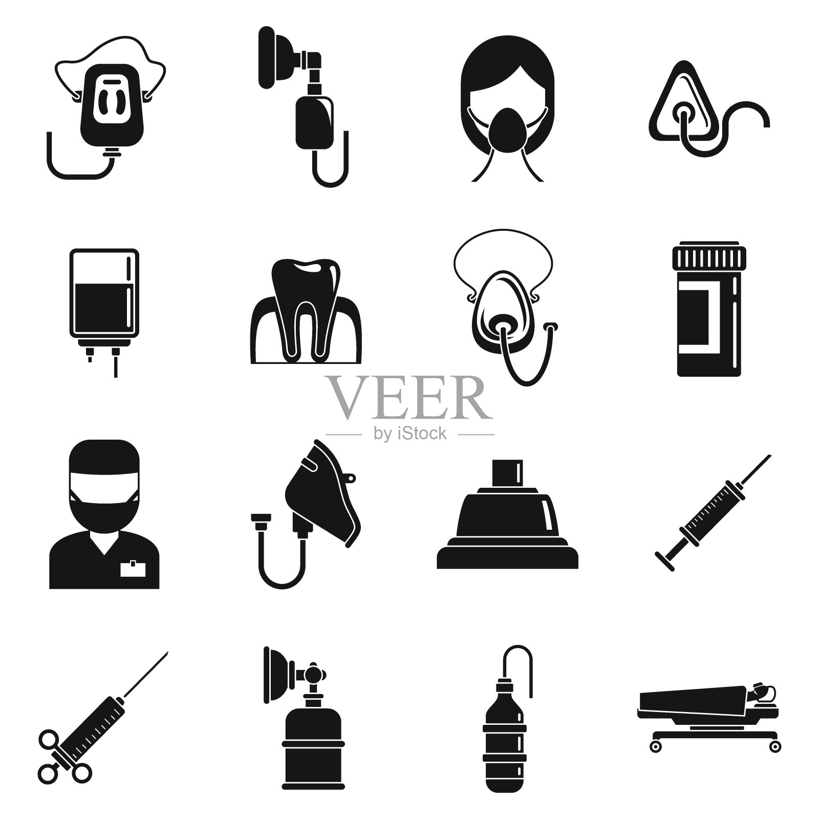 紧急麻醉图标设置，简单的风格图标素材