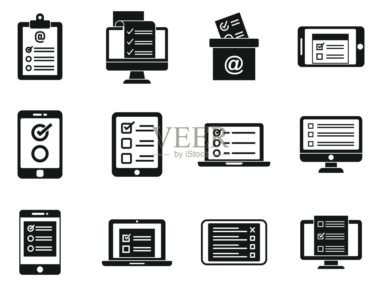 在线调查表单图标设置，风格简单图标素材