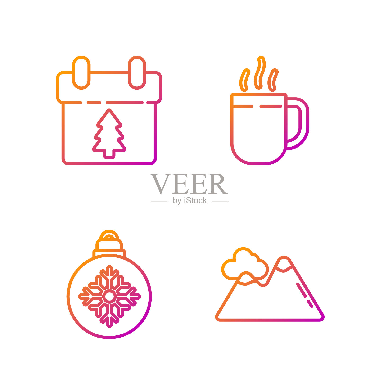 设线山圣诞球日历和图标素材