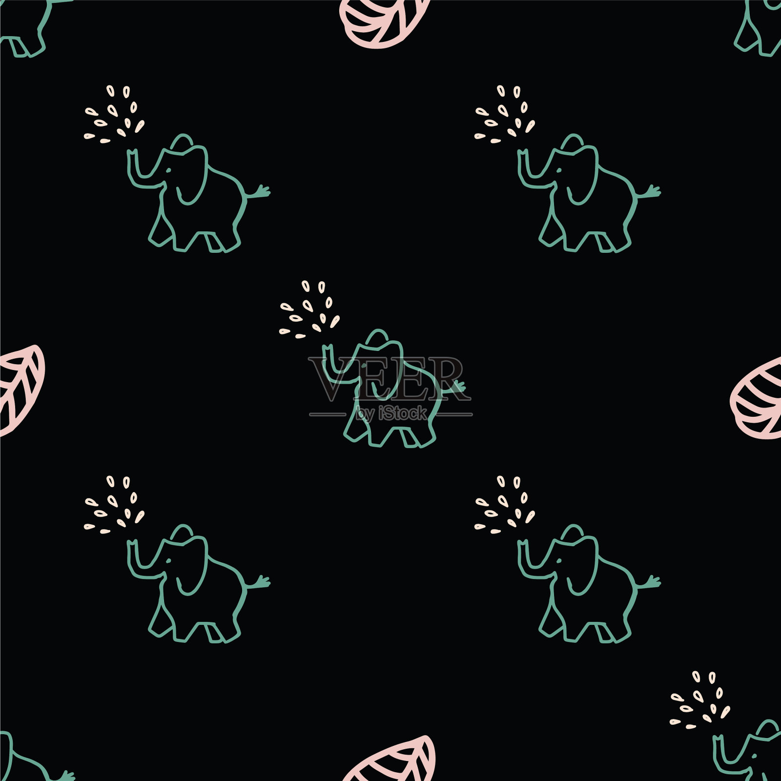 叶象植物无缝重复图案插画图片素材