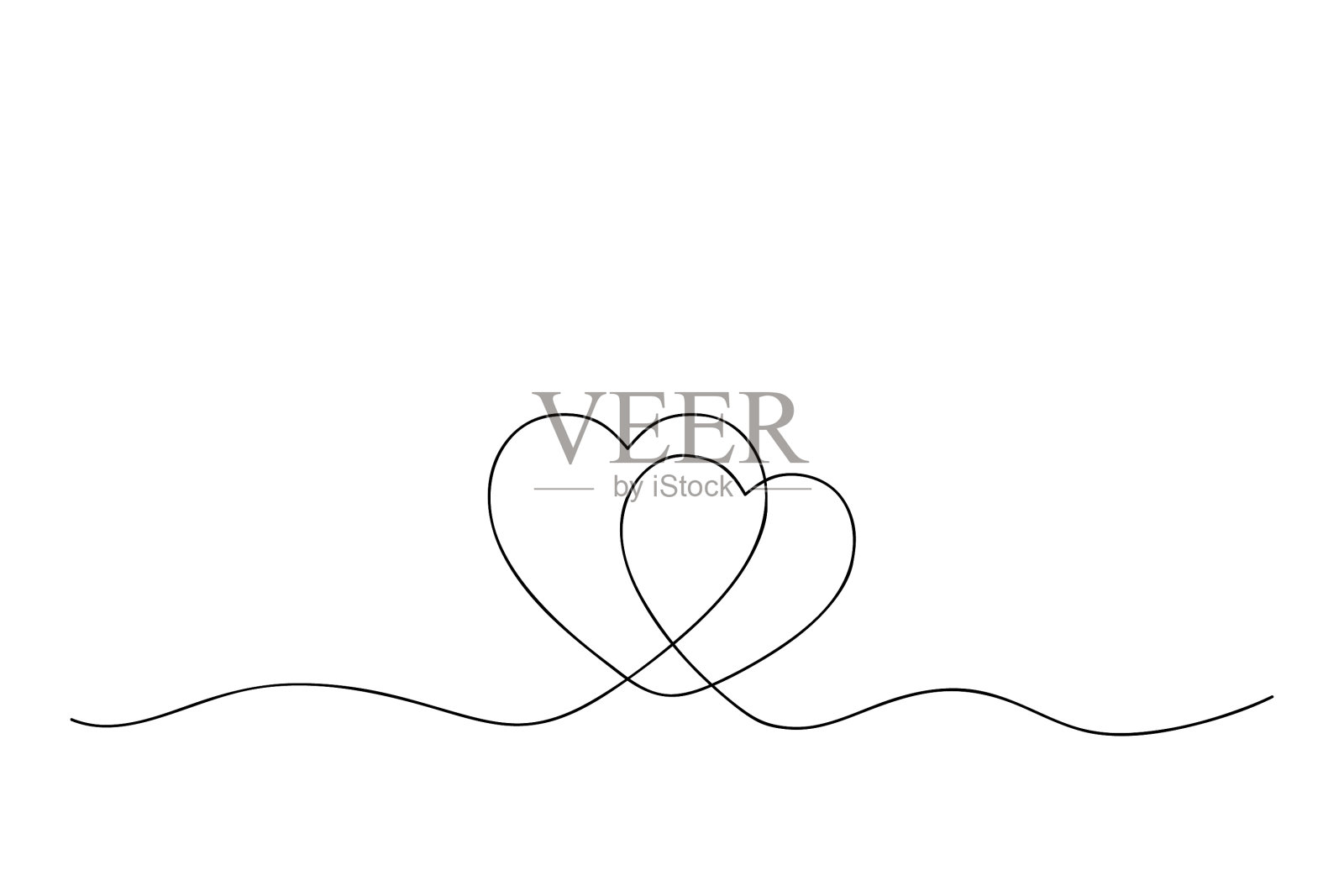 11、一条连续的线两颗心概念爱情插画图片素材
