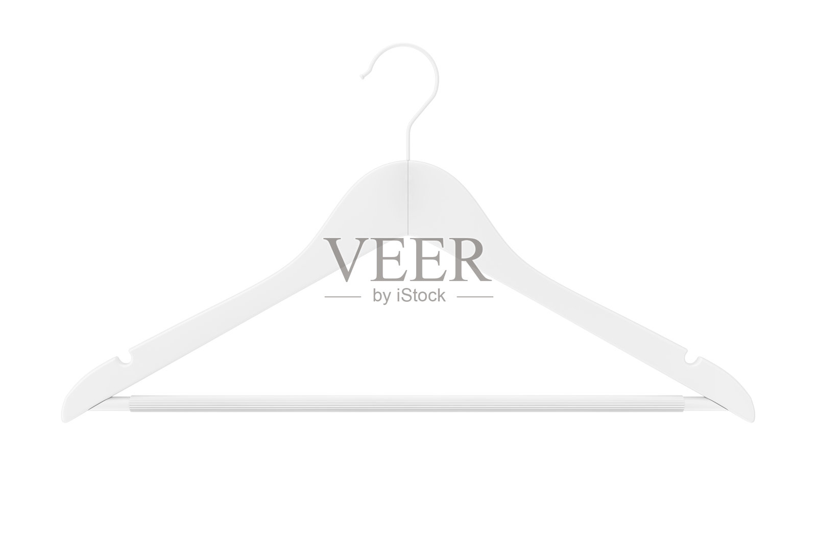 优质天然漆白色衣架与防滑条粘土风格。3d渲染照片摄影图片