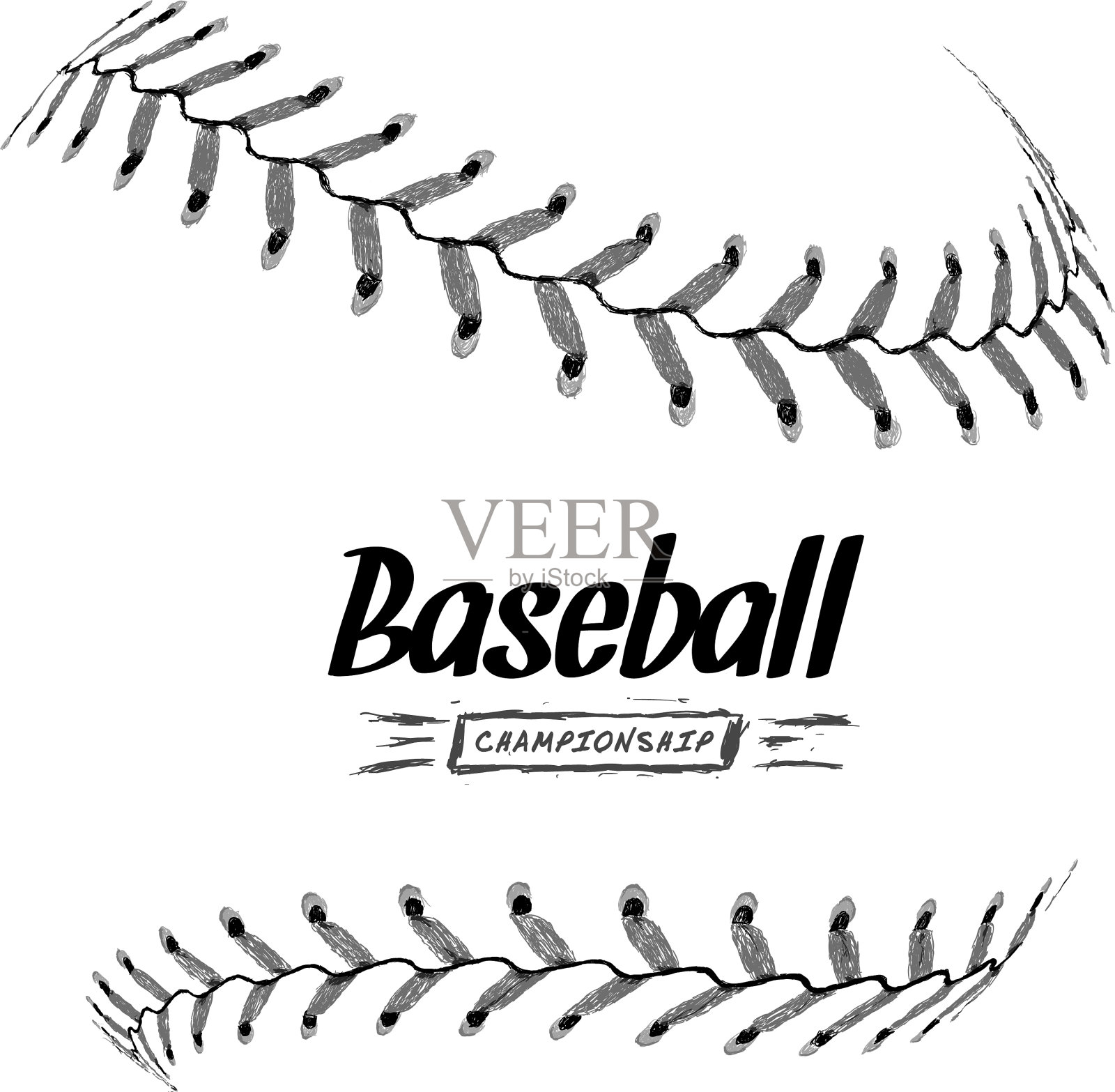 手绘棒球孤立在白色插画图片素材