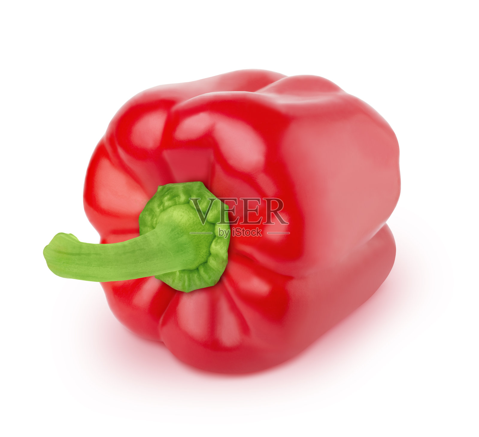 新鲜完整的红甜椒孤立在白色背景上。照片摄影图片