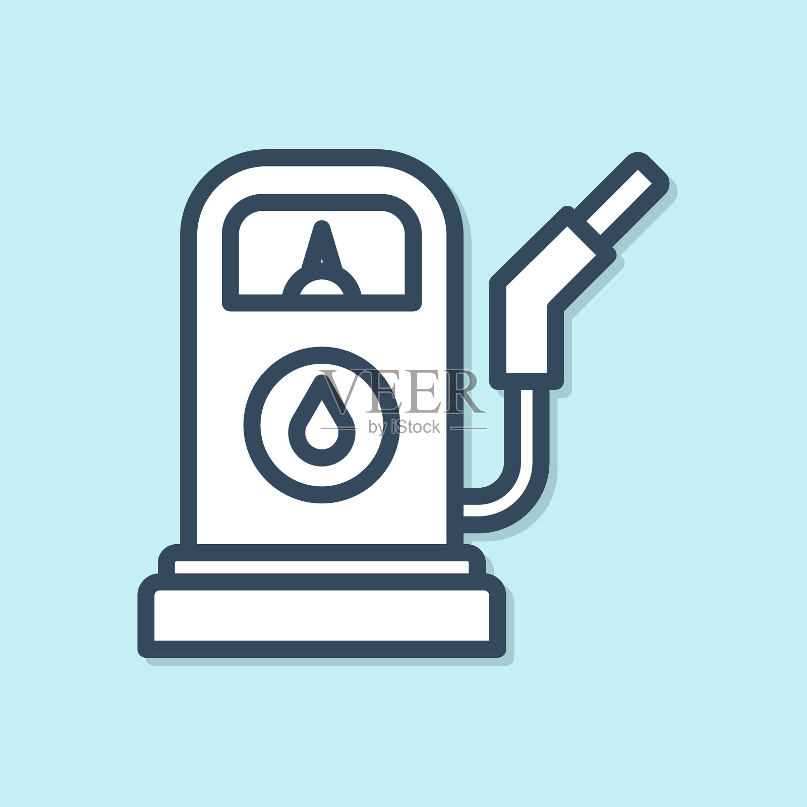 蓝色线汽油或加油站图标隔离插画图片素材