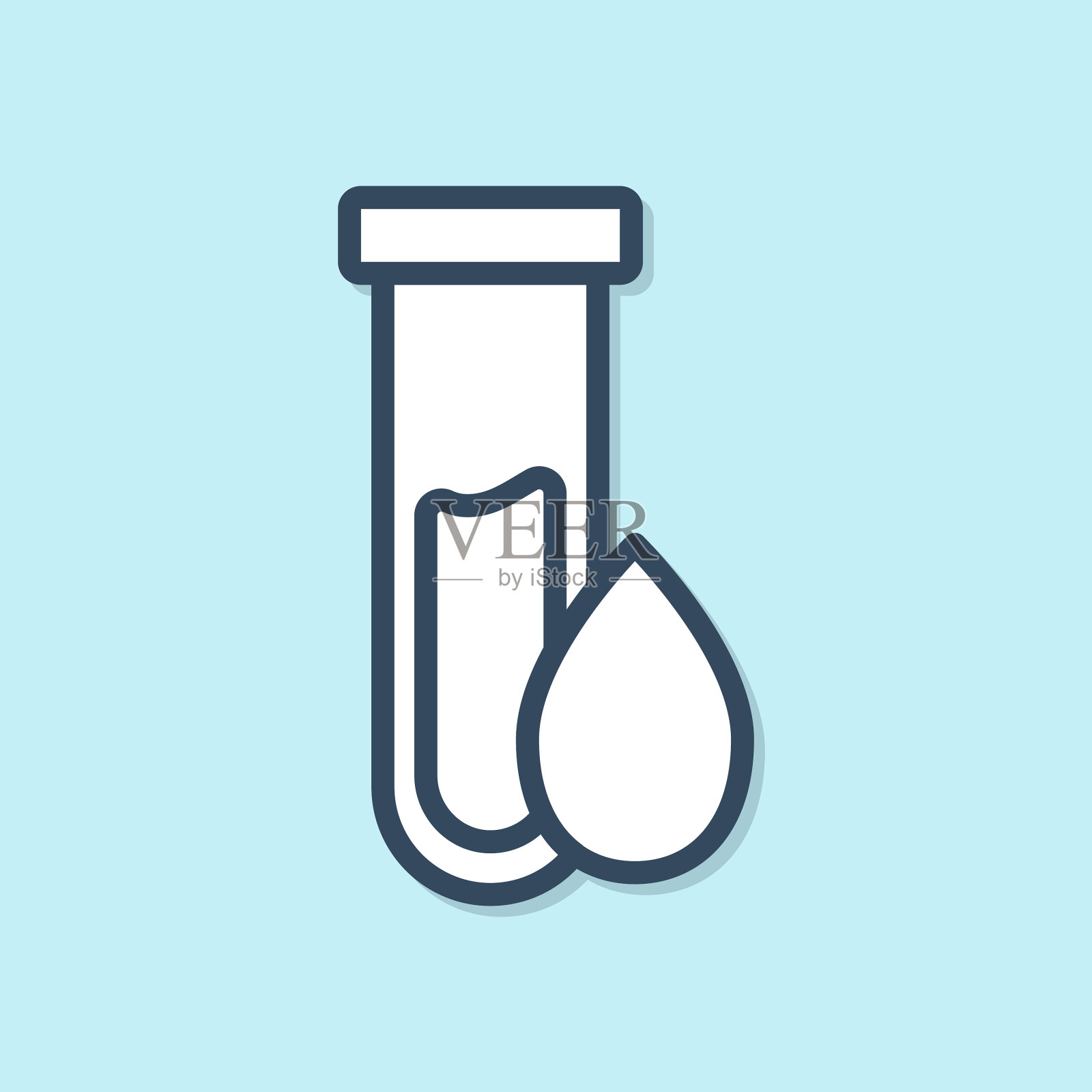 蓝色线油汽油试管图标隔离插画图片素材