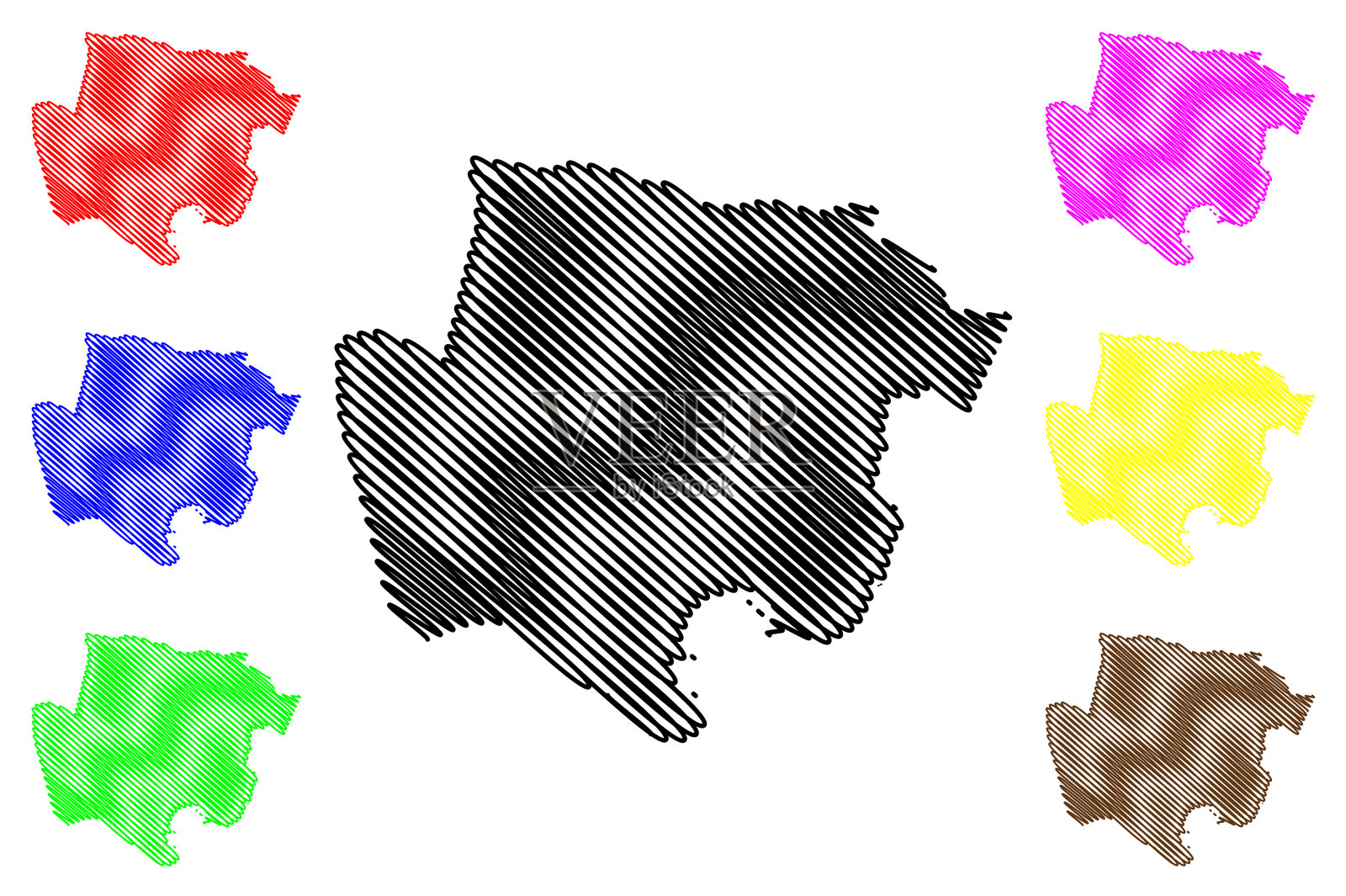 米德尔塞克斯县，牙买加地图插画图片素材