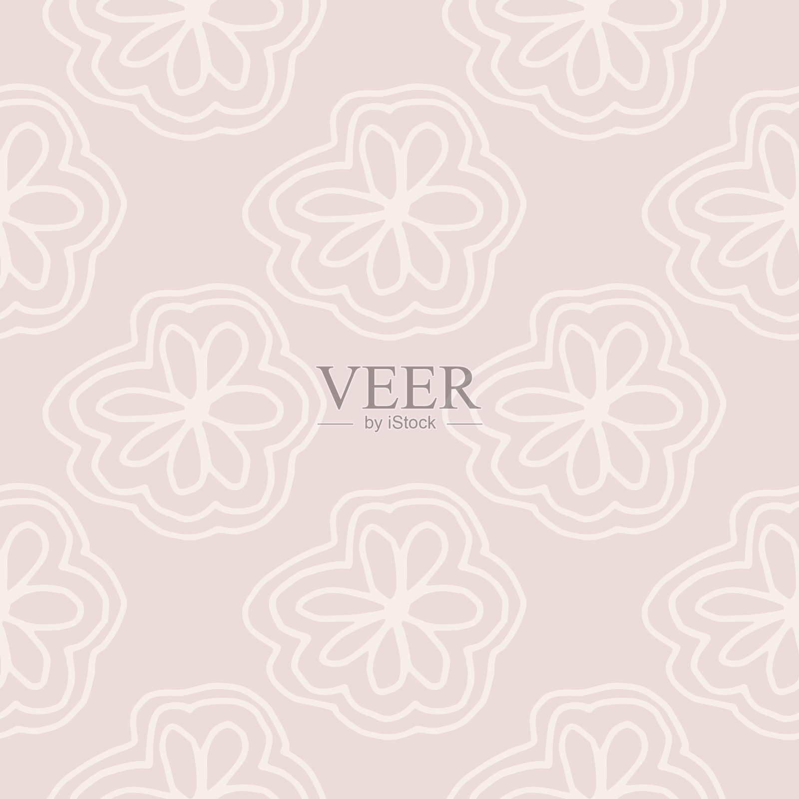 在光的背景上，白色的花绽放无缝的图案。浪漫的无花墙纸，插画图片素材