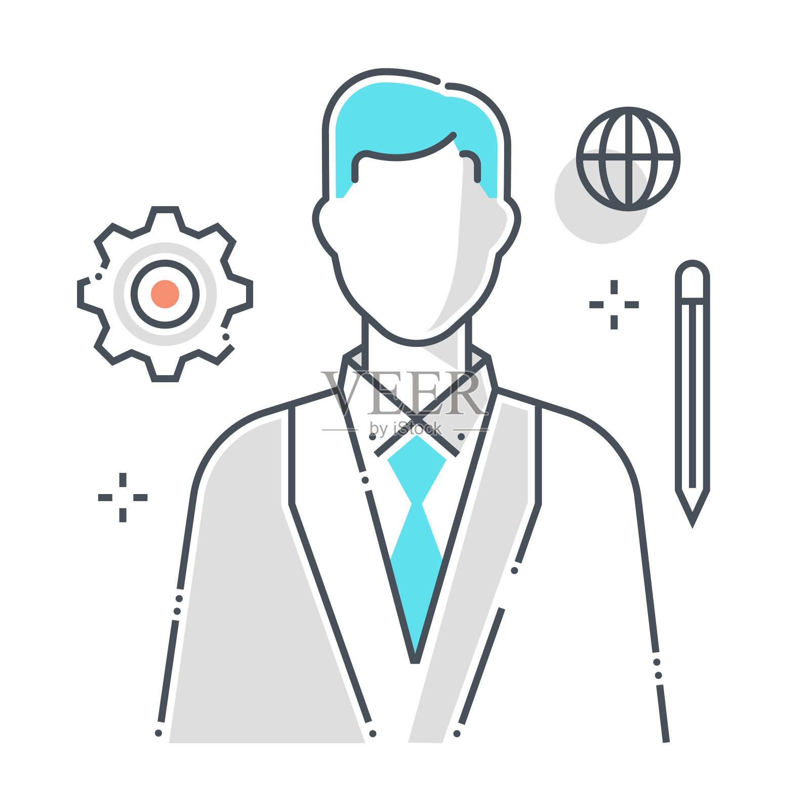 律师相关色线矢量图标、插图插画图片素材