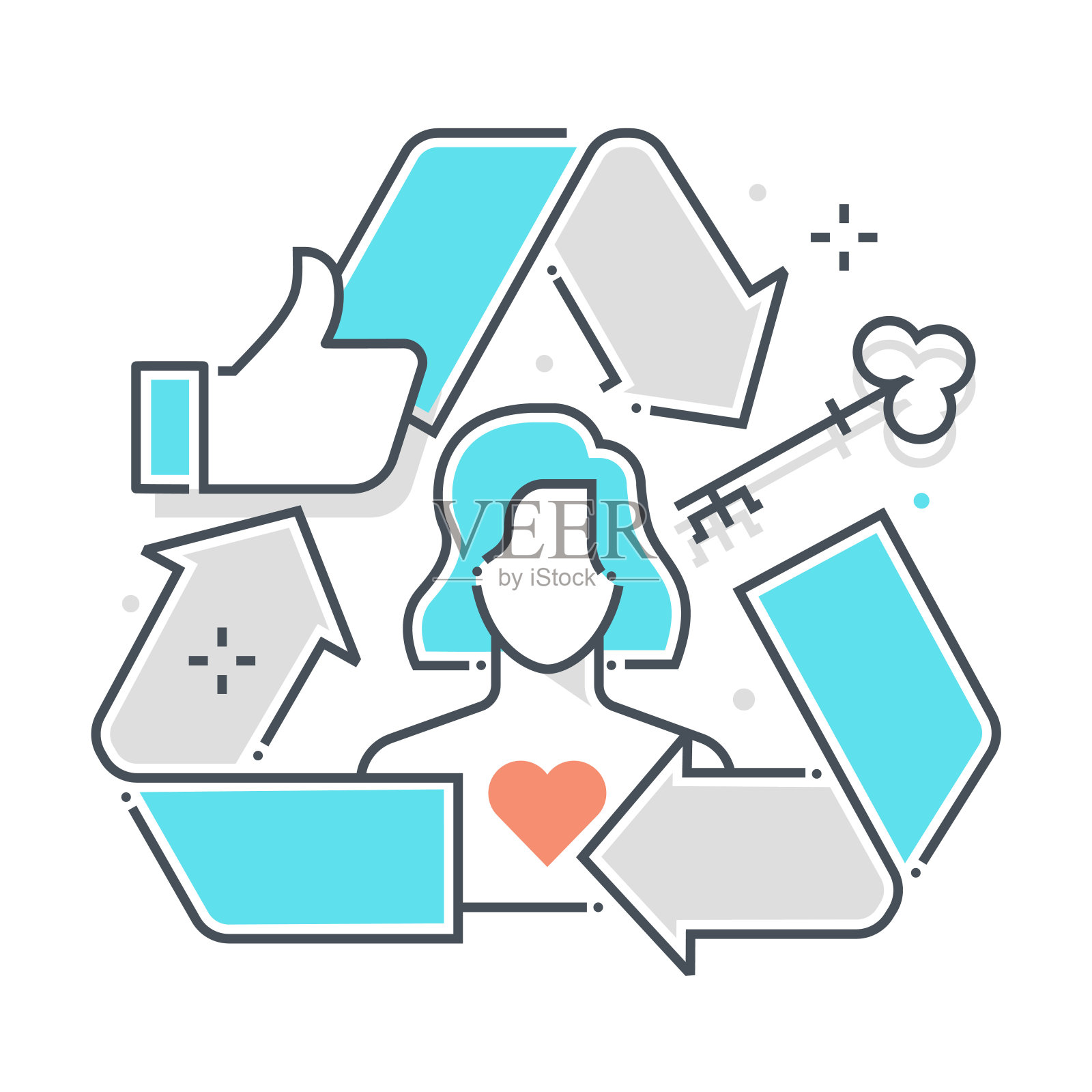 客户激活相关色线矢量图标，插图插画图片素材